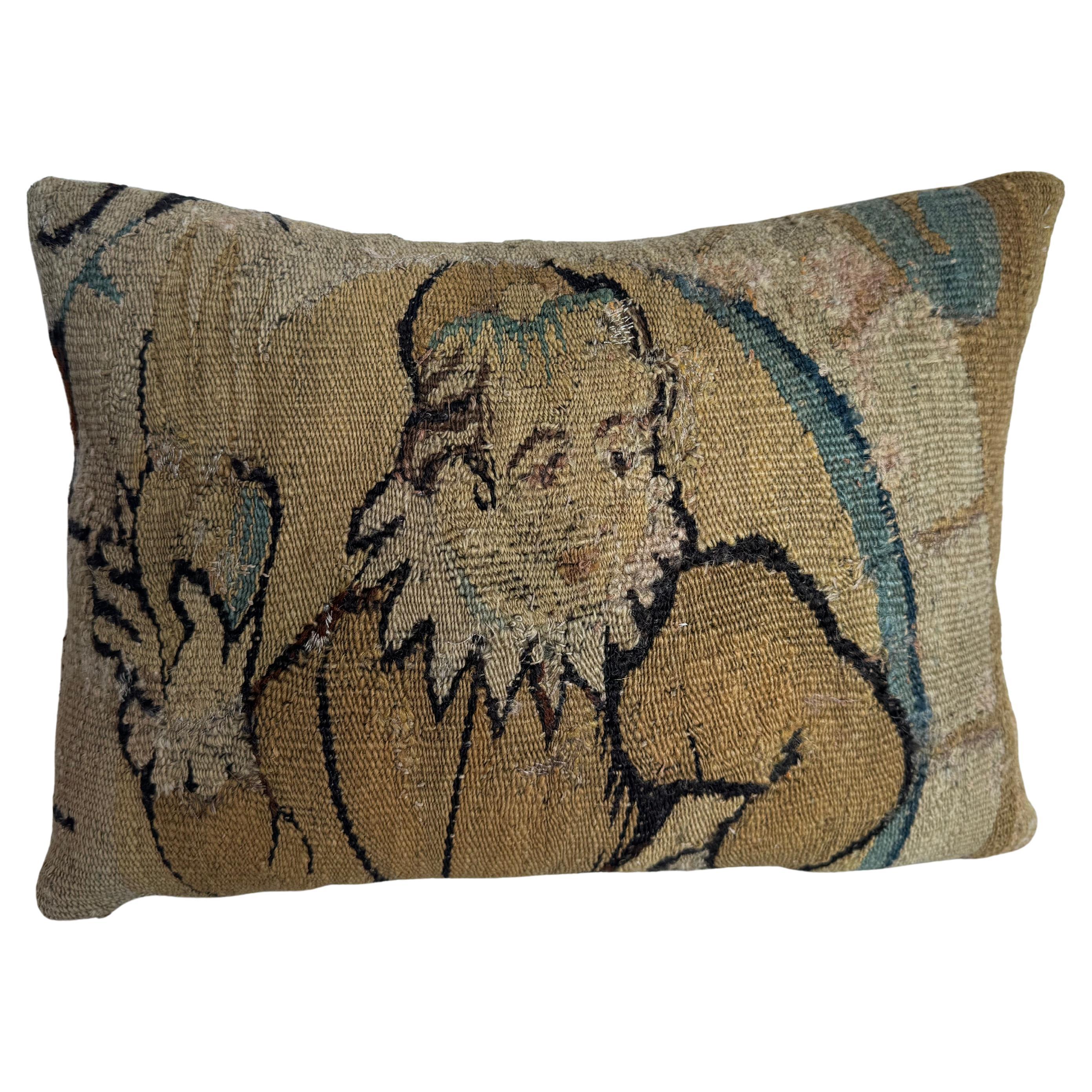 17th Century Flemish Tapestry Pillow with Figural Motif For Sale