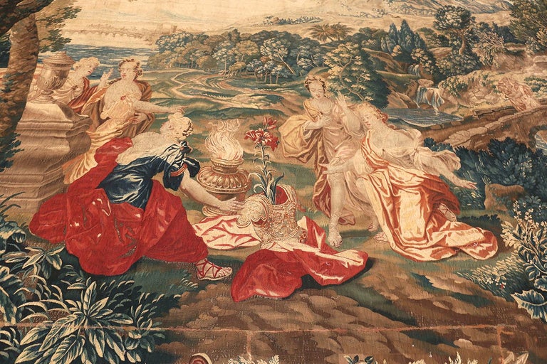18th Century and Earlier 17th Century Flemish Tapestry. Size: 11 ft 8 in x 13 ft 7 in (3.56 m x 4.14 m) For Sale