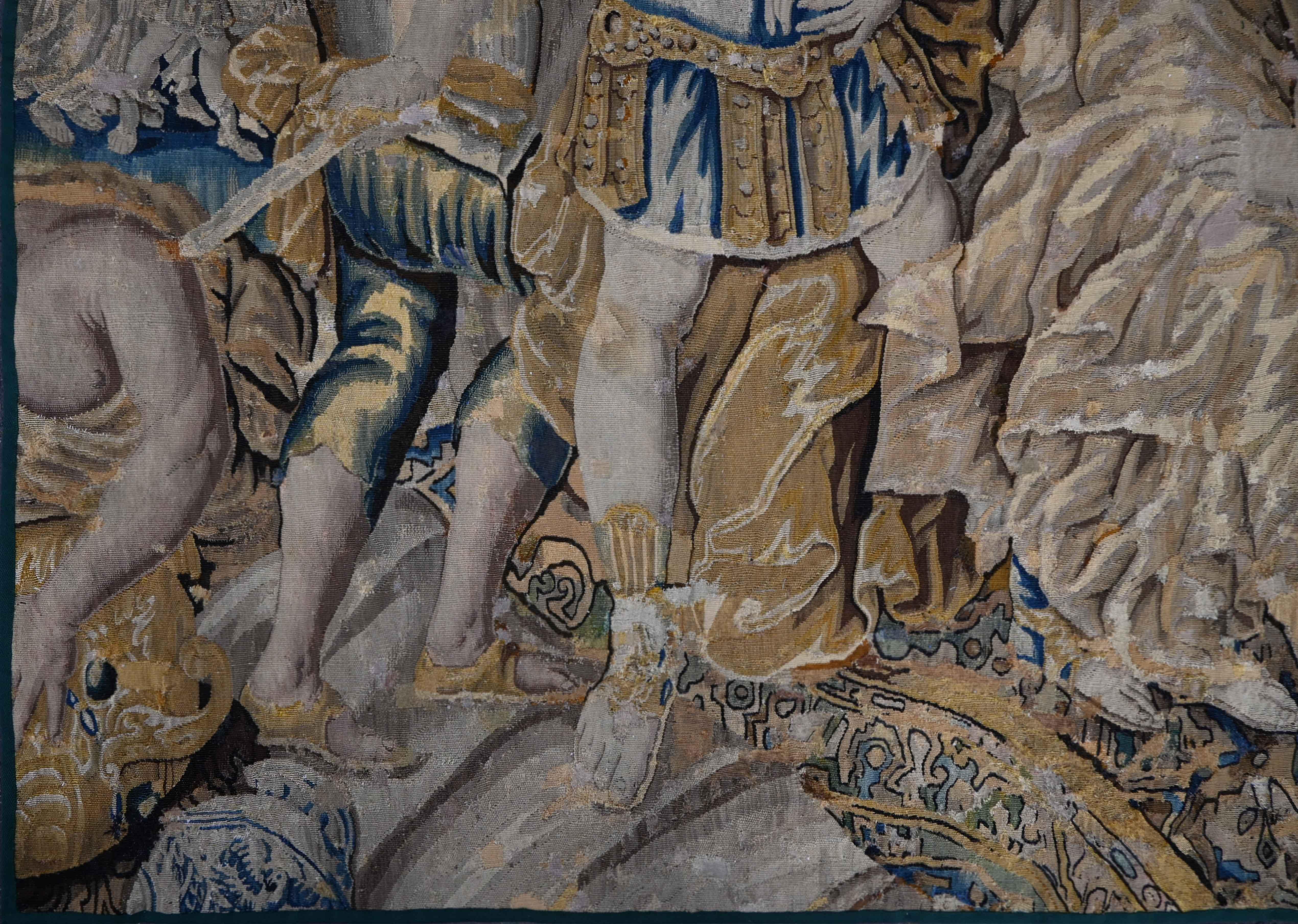 Tissé à la main Tapisserie flamande du 17ème siècle - Le viol des femmes sabines - 200lx185h - 1580 en vente
