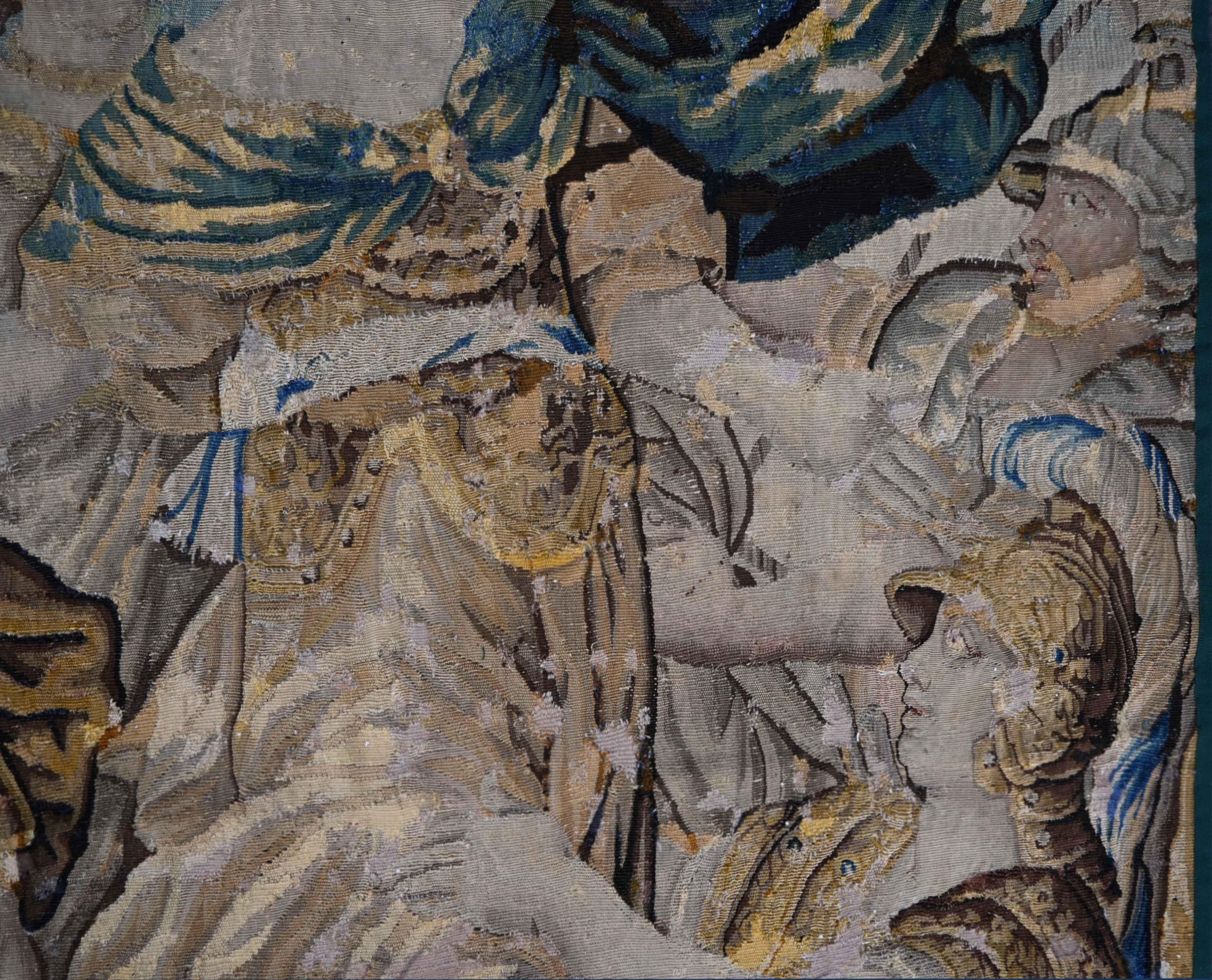 Tapisserie flamande du 17ème siècle - Le viol des femmes sabines - 200lx185h - 1580 Excellent état - En vente à Paris, FR