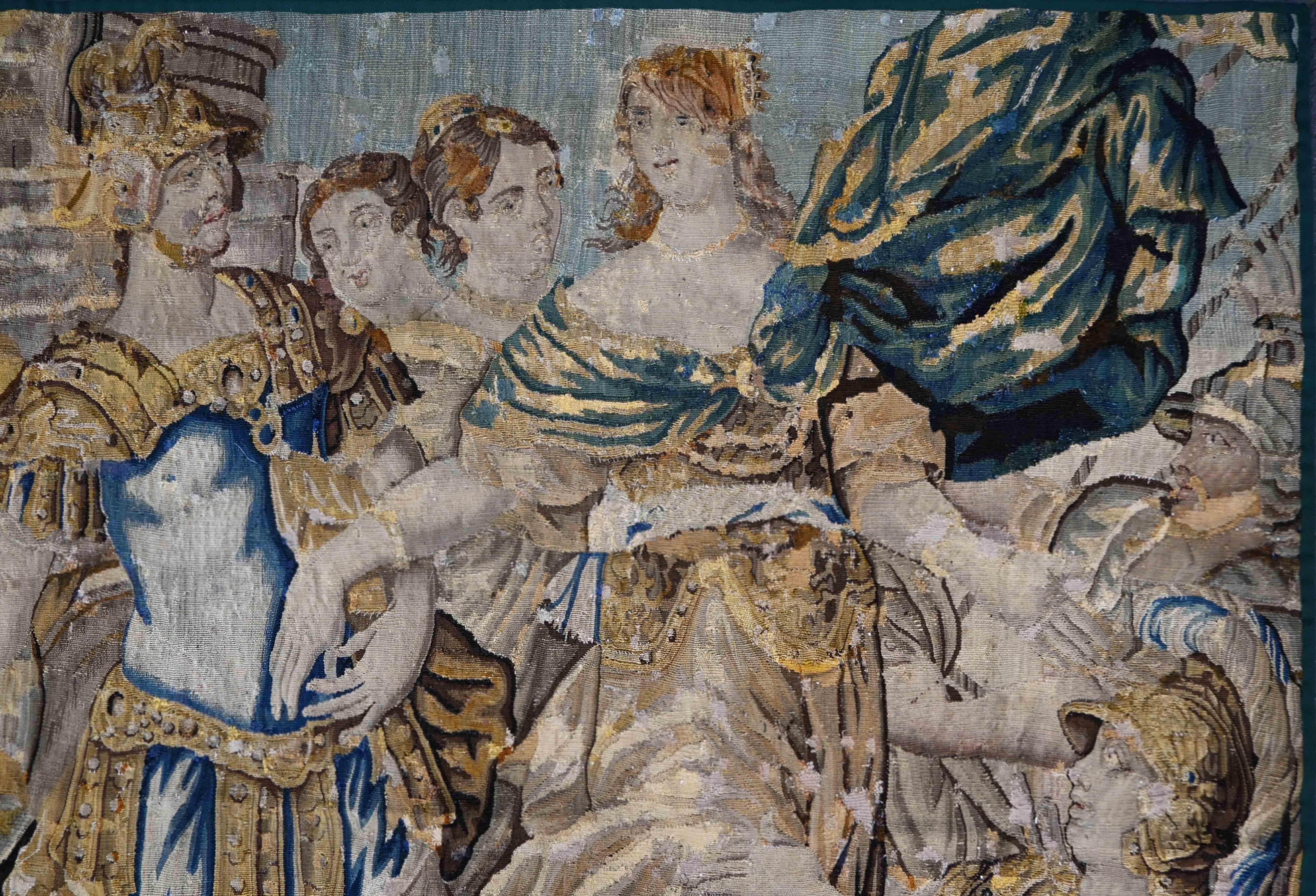 XVIIIe siècle et antérieur Tapisserie flamande du 17ème siècle - Le viol des femmes sabines - 200lx185h - 1580 en vente