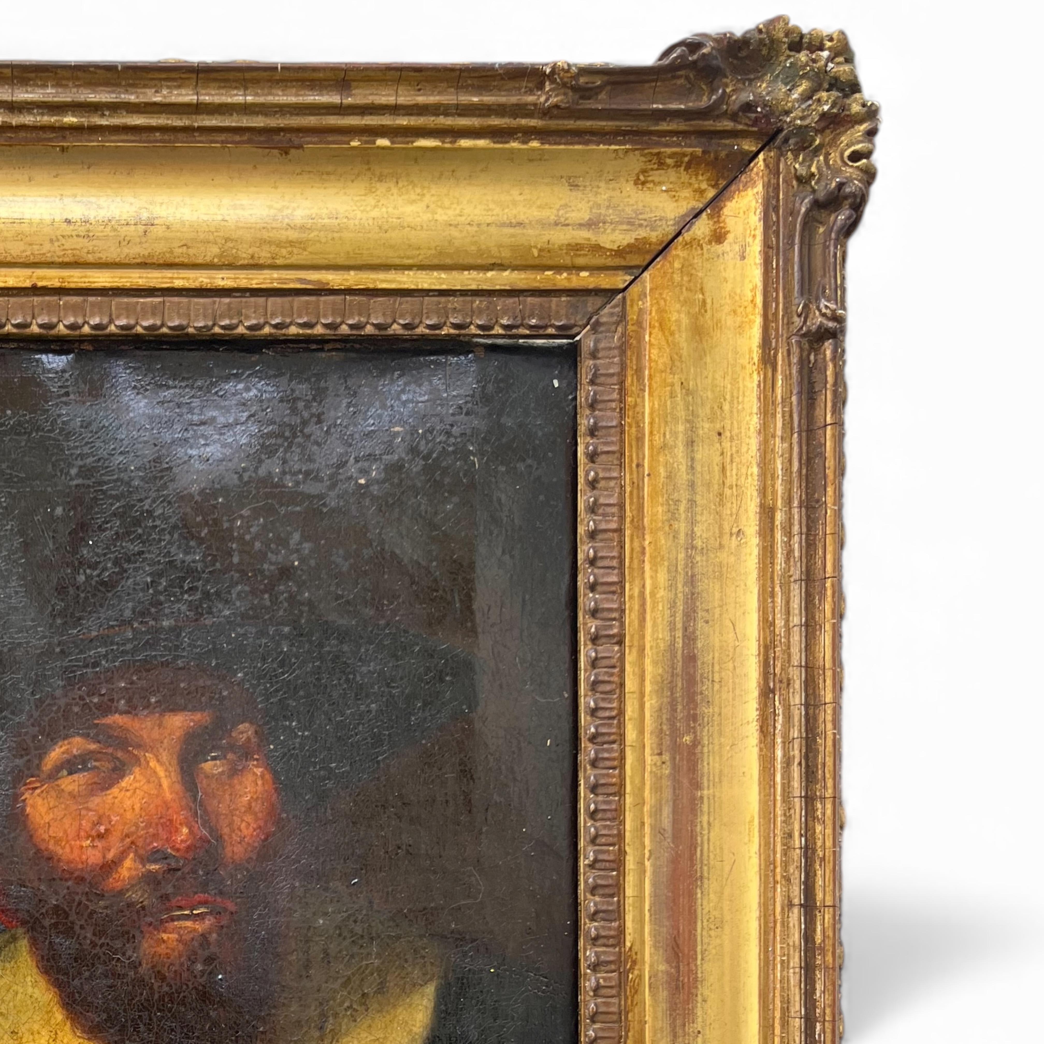 17. Jahrhundert Flämische Tronie Portrait Öl auf Leinwand. Monogrammiert

Das Gemälde zeigt den flämischen Stil der Porträtmalerei des 16. und 17. Jahrhunderts. Das Brustbildnis zeigt einen bärtigen Herrn mit weißem Kragen. Er gilt als Tronie, als