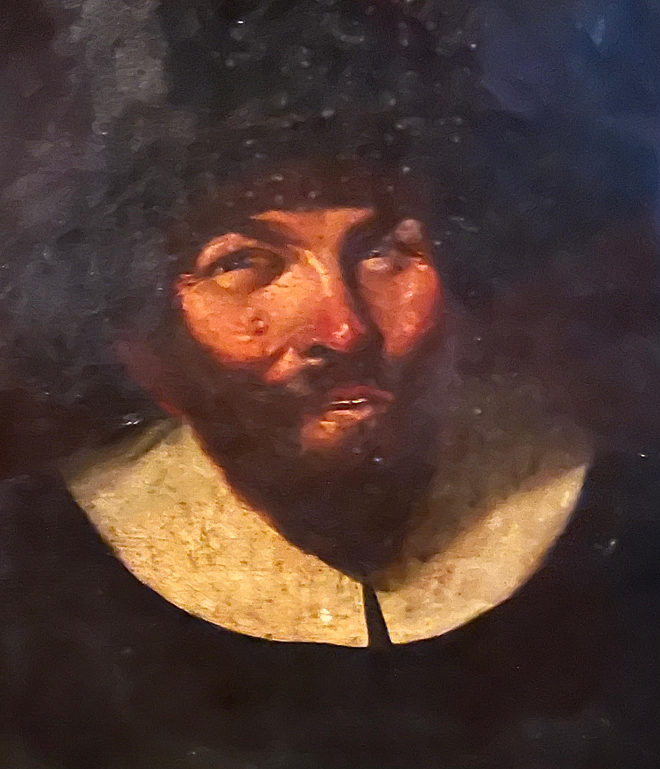 17. Jahrhundert Flämische Tronie Portrait Öl auf Leinwand. Monogrammiert (Barock) im Angebot