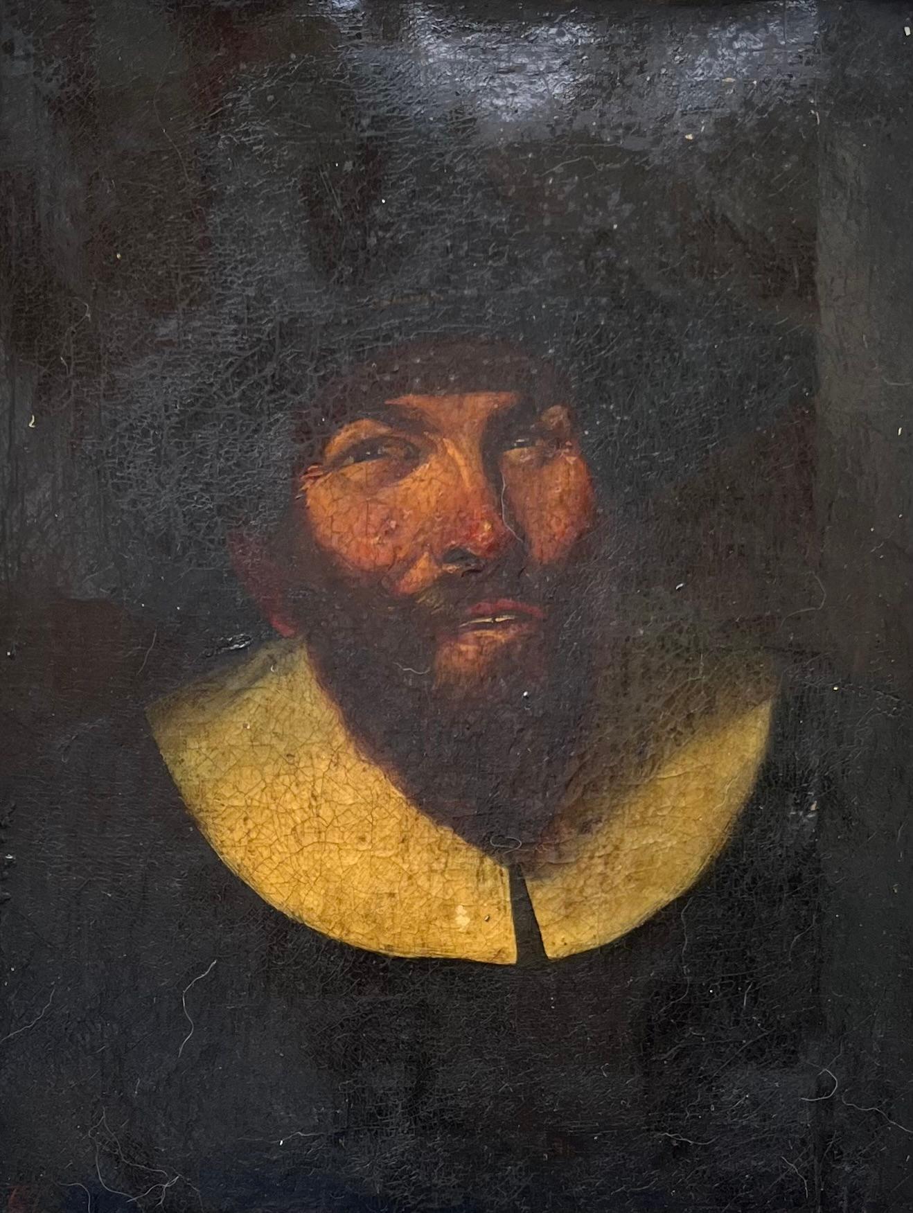 17. Jahrhundert Flämische Tronie Portrait Öl auf Leinwand. Monogrammiert (Belgisch) im Angebot