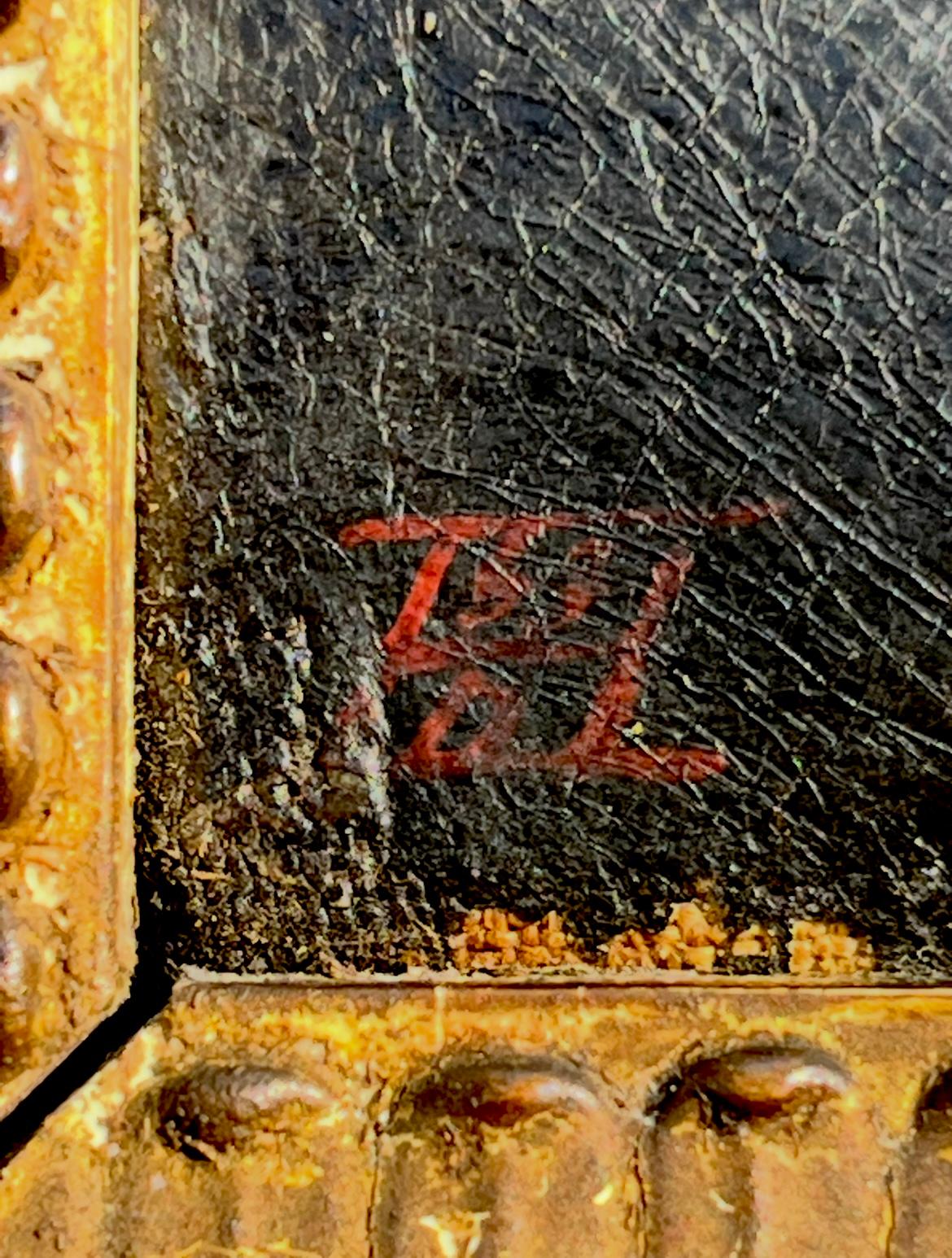 17. Jahrhundert Flämische Tronie Portrait Öl auf Leinwand. Monogrammiert (Handbemalt) im Angebot