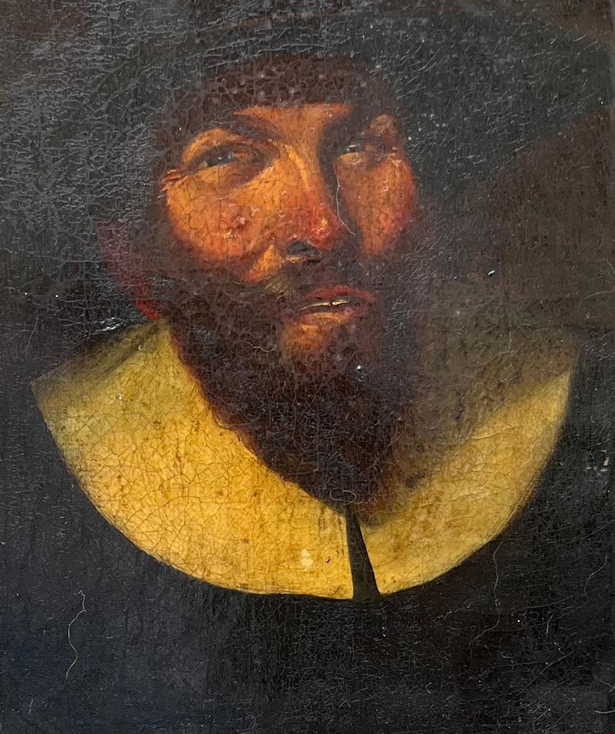 17. Jahrhundert Flämische Tronie Portrait Öl auf Leinwand. Monogrammiert (18. Jahrhundert und früher) im Angebot