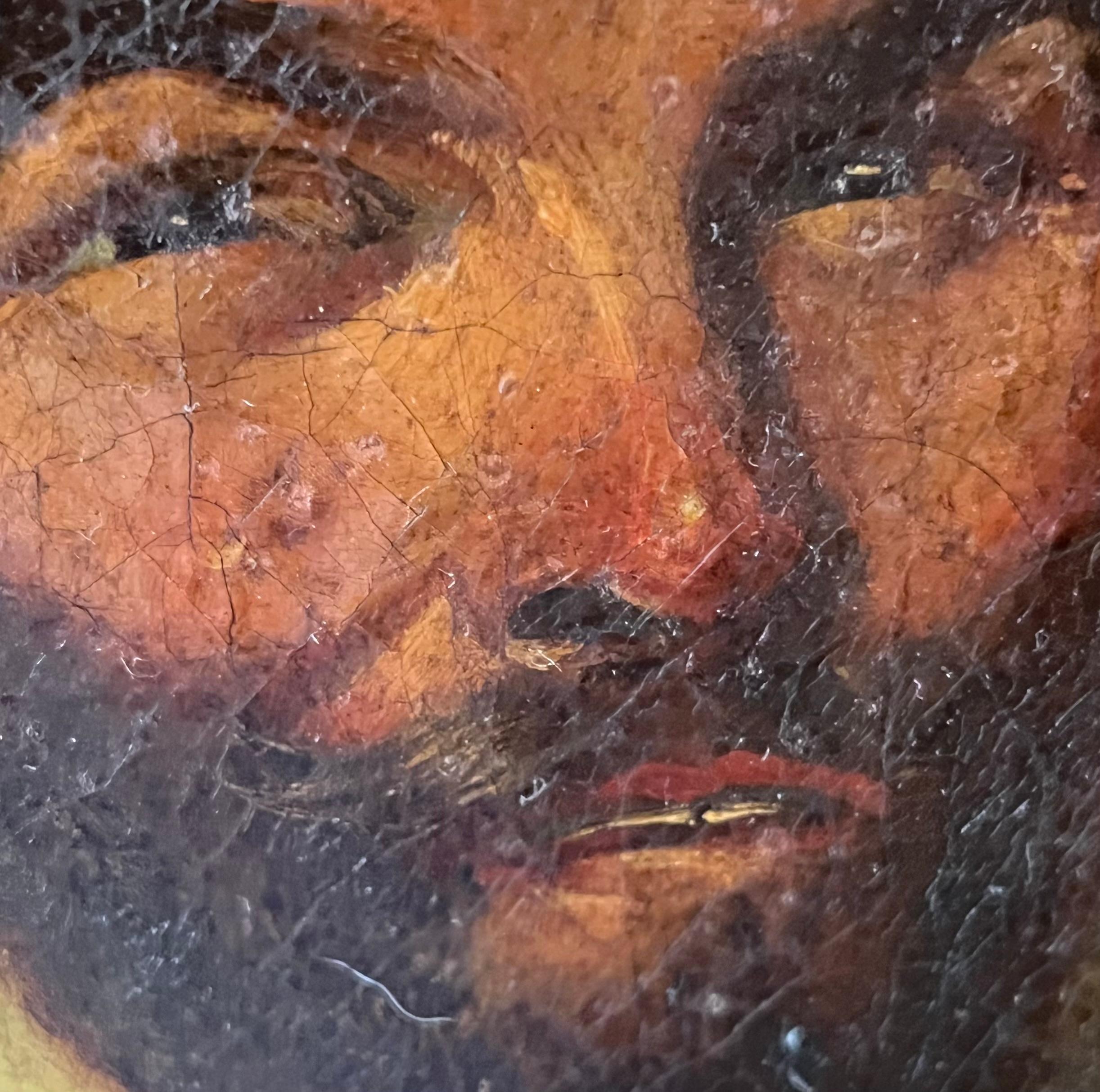 17. Jahrhundert Flämische Tronie Portrait Öl auf Leinwand. Monogrammiert im Angebot 1