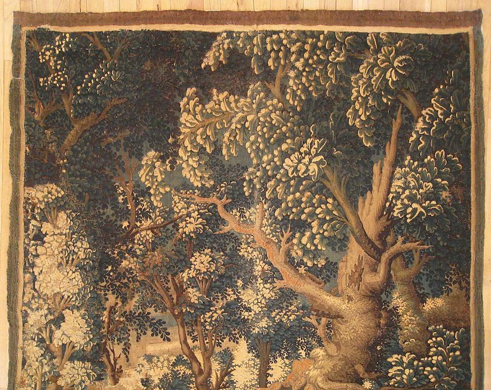 European 17th Century Flemish Verdure Landscape Tapestry, with Large Ancient Tree