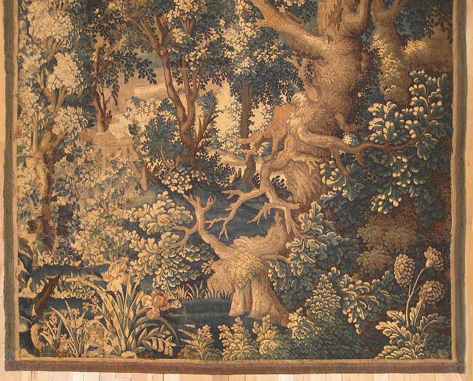 Hand-Woven 17th Century Flemish Verdure Landscape Tapestry, with Large Ancient Tree