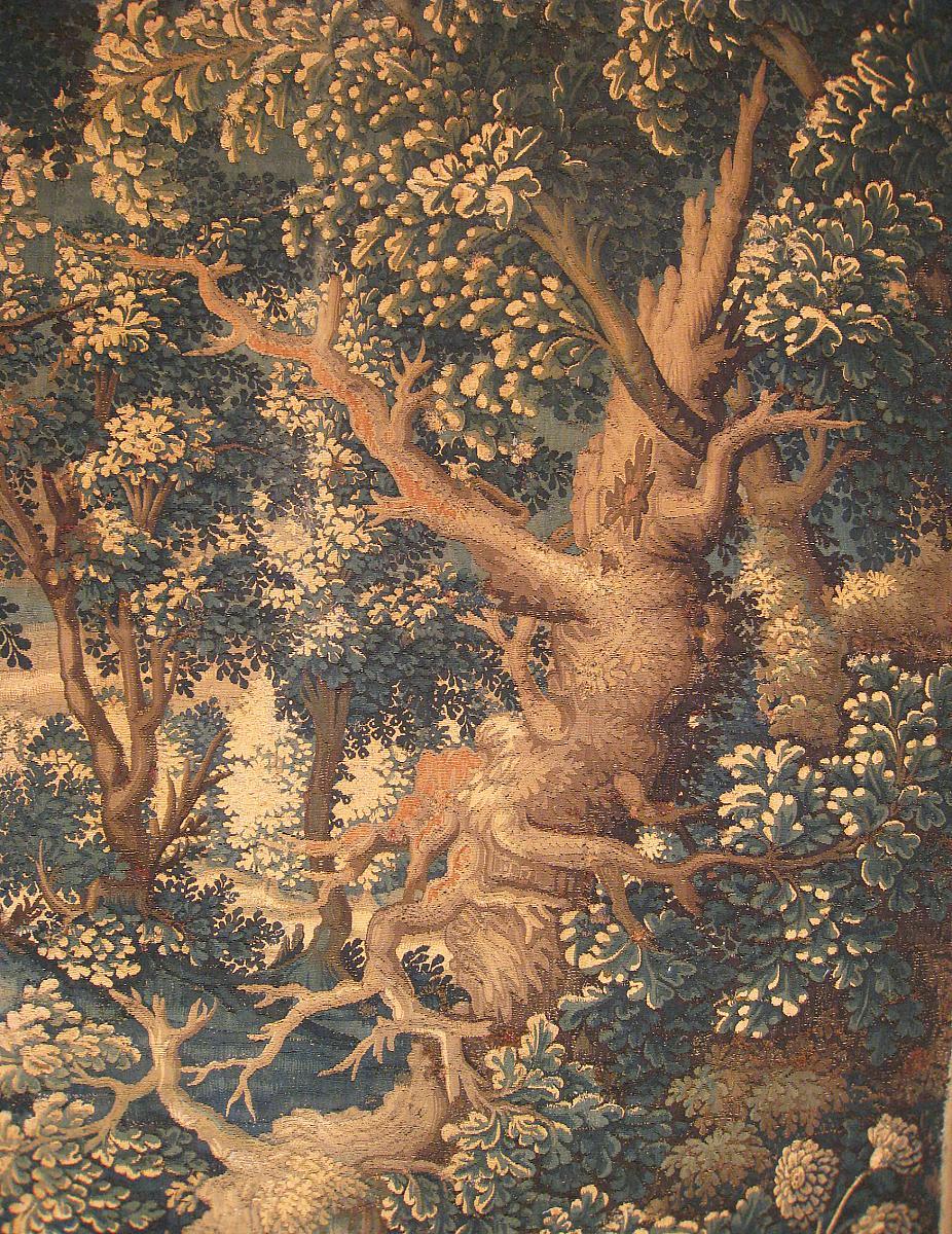 17th Century Flemish Verdure Landscape Tapestry, with Large Ancient Tree In Good Condition In New York, NY