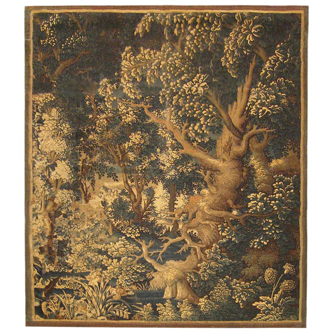 17th Century Flemish Verdure Landscape Tapestry, with Large Ancient Tree