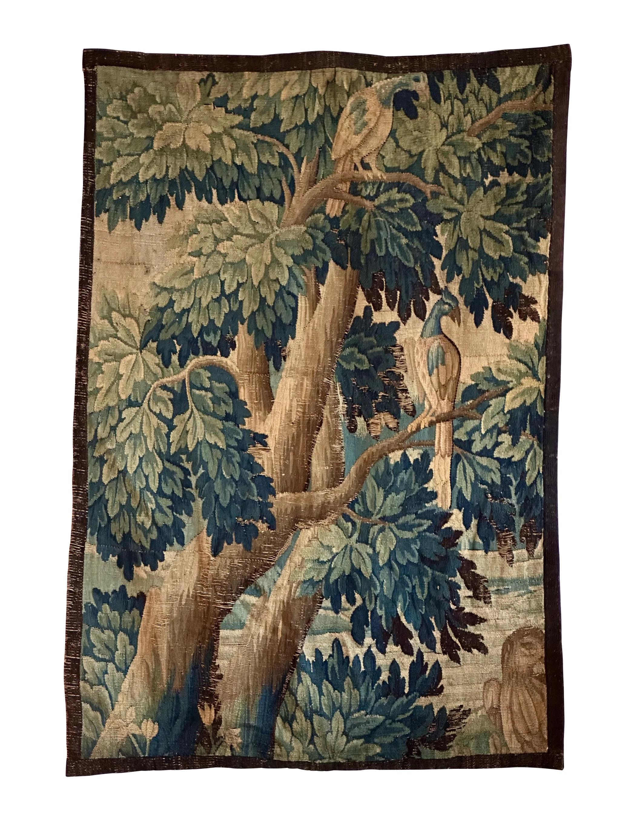 17th Century Flemish Verdure Tapestry Fragment In Good Condition In Charlottesville, VA