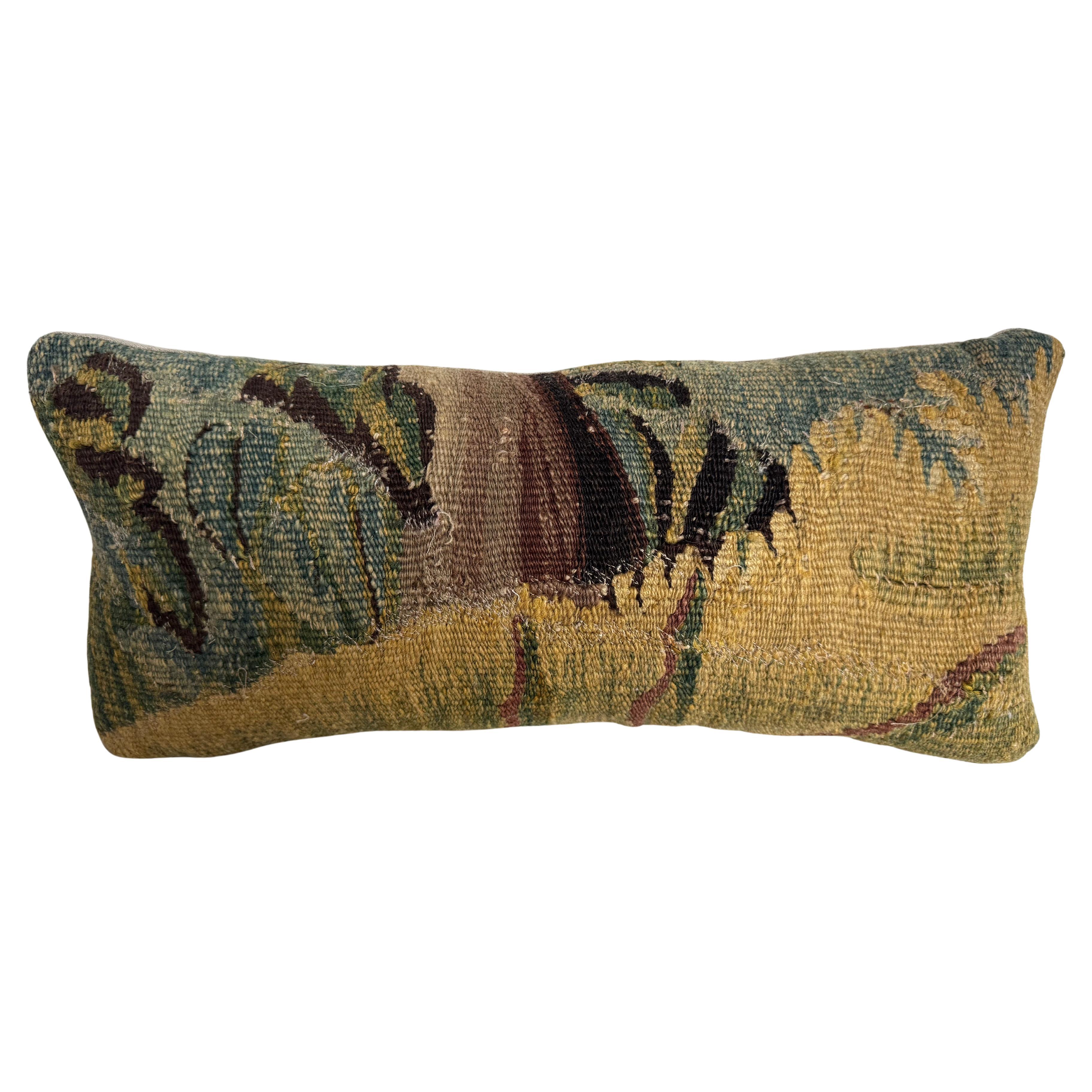 17th Century Flemish Verdure Tapestry Pillow - 16 X 7.5