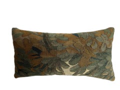 17th Century Flemish Verdure Tapestry Pillow Botanical Motif