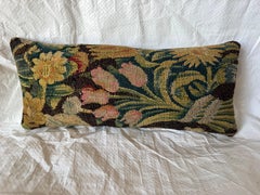17th Century Flemish Verdure Tapestry Pillow with Baroque Floral Design