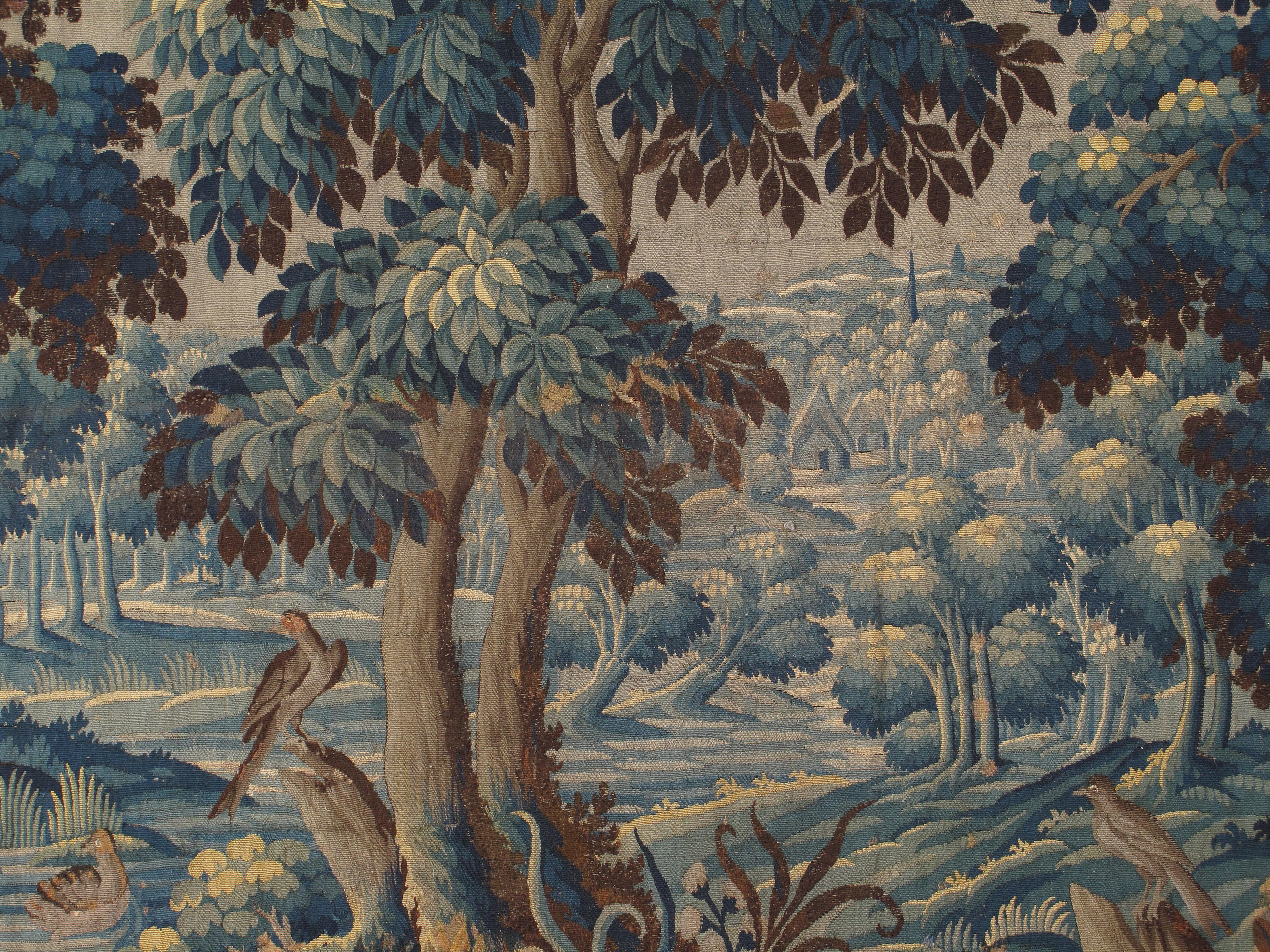 17th century flemish verdue tapestry