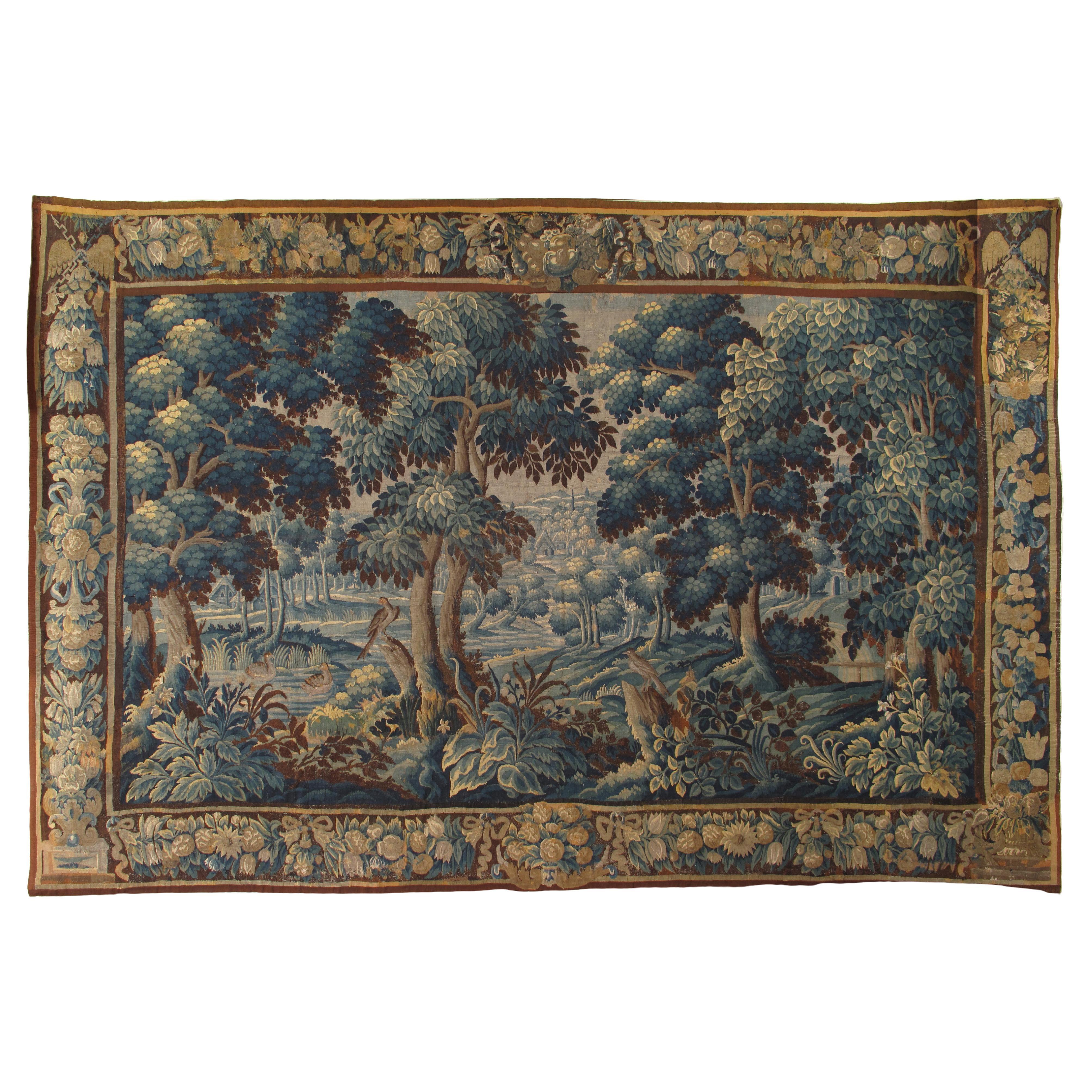 17th Century Flemish Verdure Tapestry For Sale