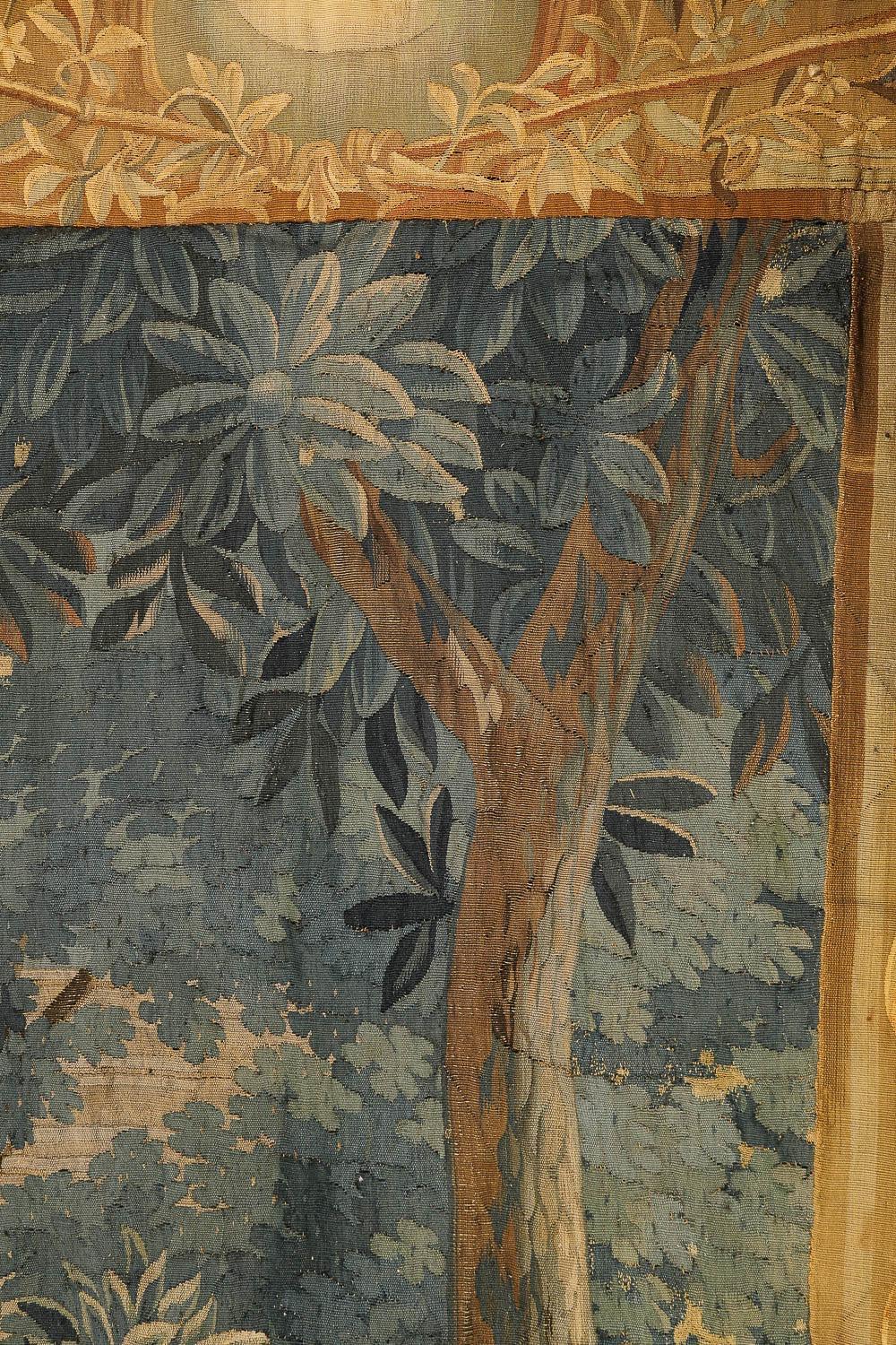 Flämischer Verdure-Wandteppich des 17. Jahrhunderts mit klassischen Figuren als Musikanten im Zustand „Gut“ im Angebot in Bradenton, FL