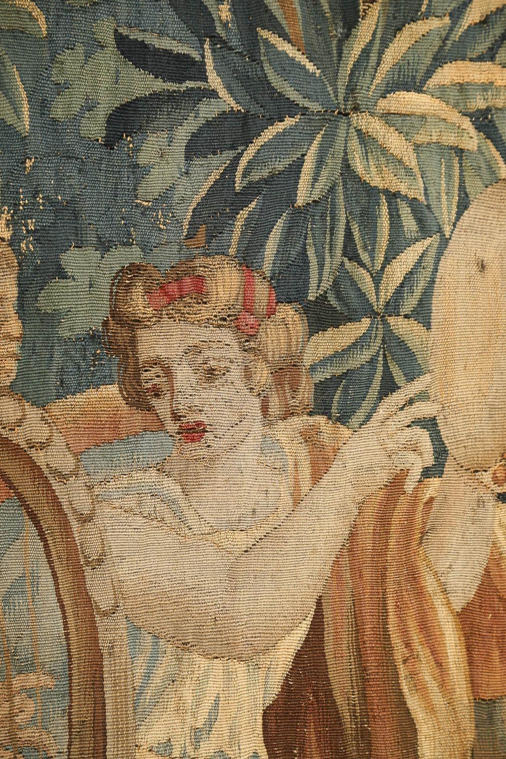 Textile 17th Century Flemish Verdure Tapestry with Classical Figures as Musicians For Sale