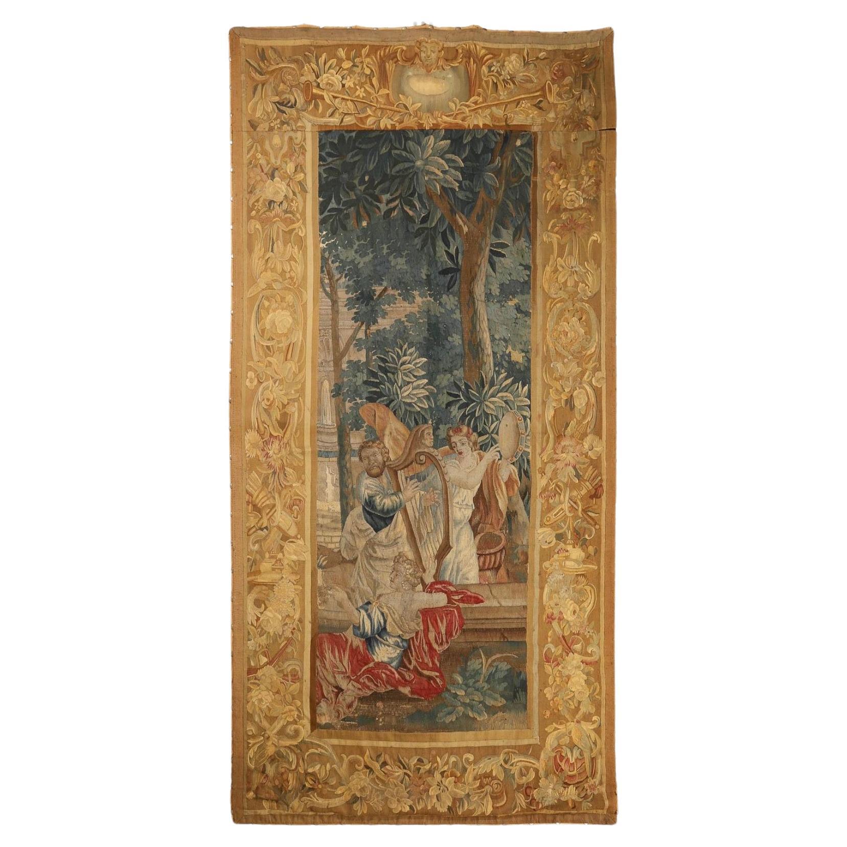 17th Century Flemish Verdure Tapestry with Classical Figures as Musicians For Sale