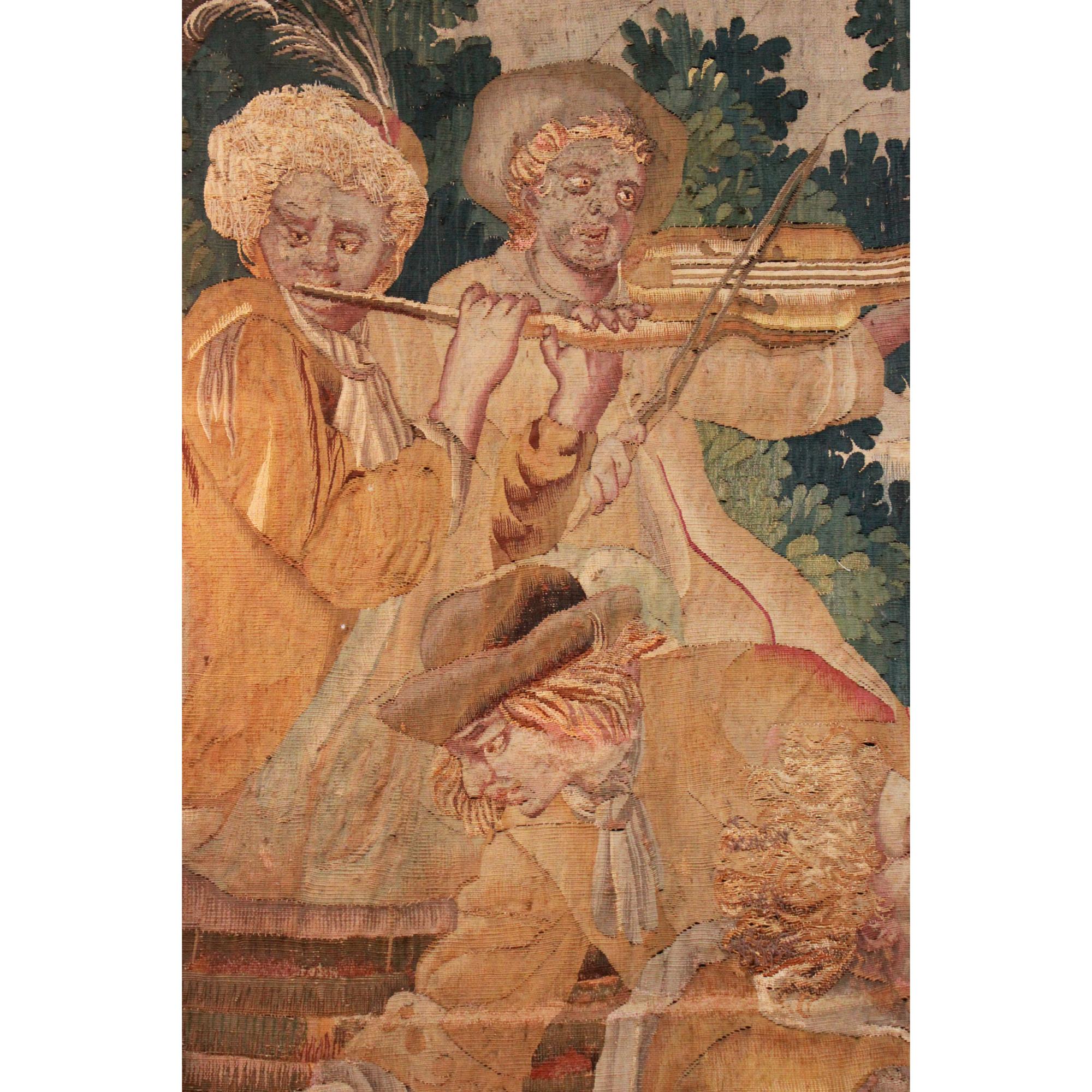17th Century Flemish Woven Wool Tapestry In Good Condition For Sale In West Palm Beach, FL
