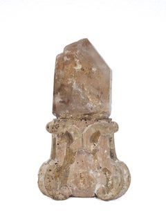 Base per candelieri del XVII secolo con cristallo di quarzo rutilico