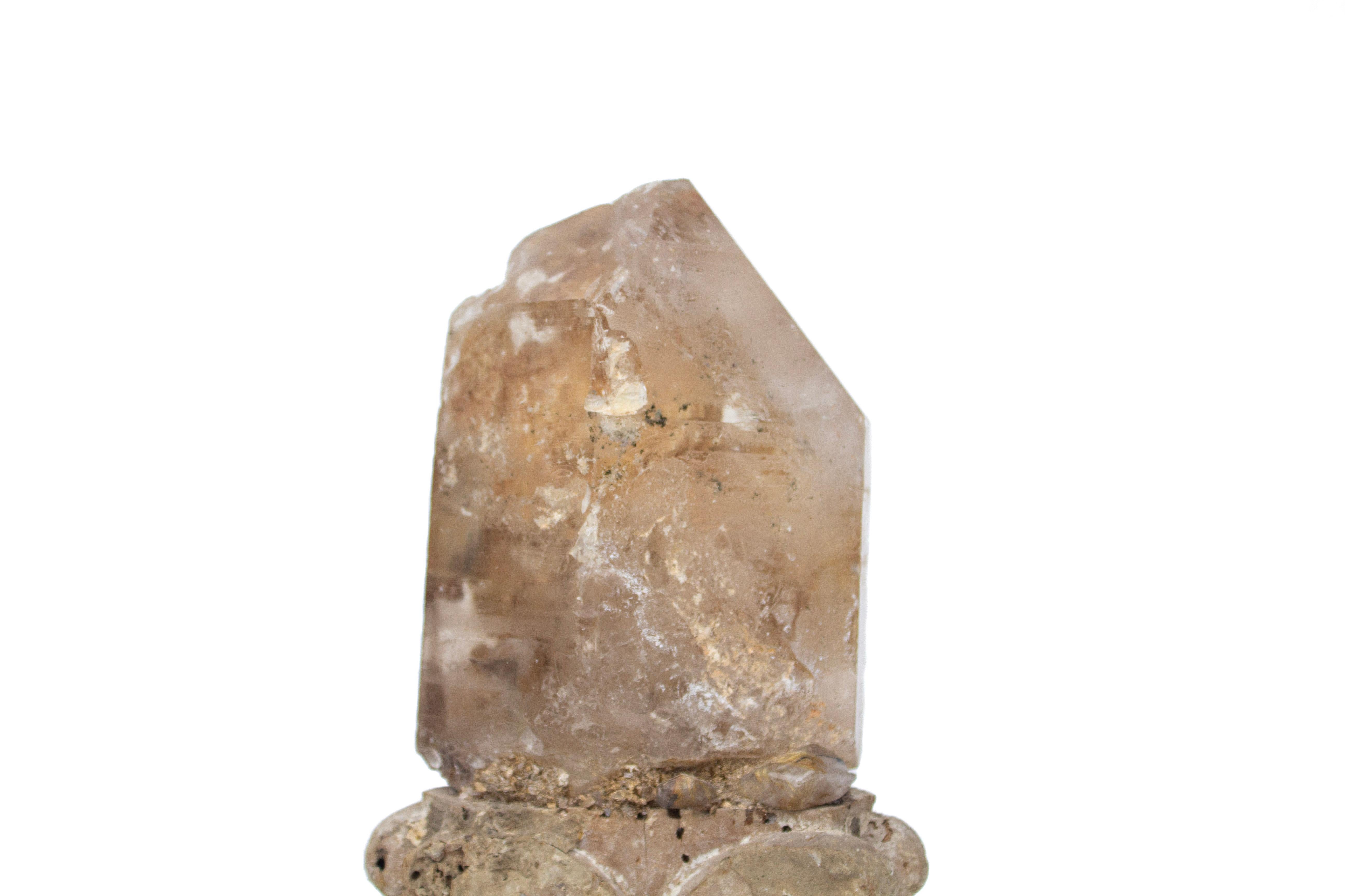Italian 17th Century 'Florence Fragment' Candlestick Base with Rutile Quartz Crystal For Sale