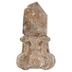 17th Century 'Florence Fragment' Candlestick Base with Rutile Quartz Crystal