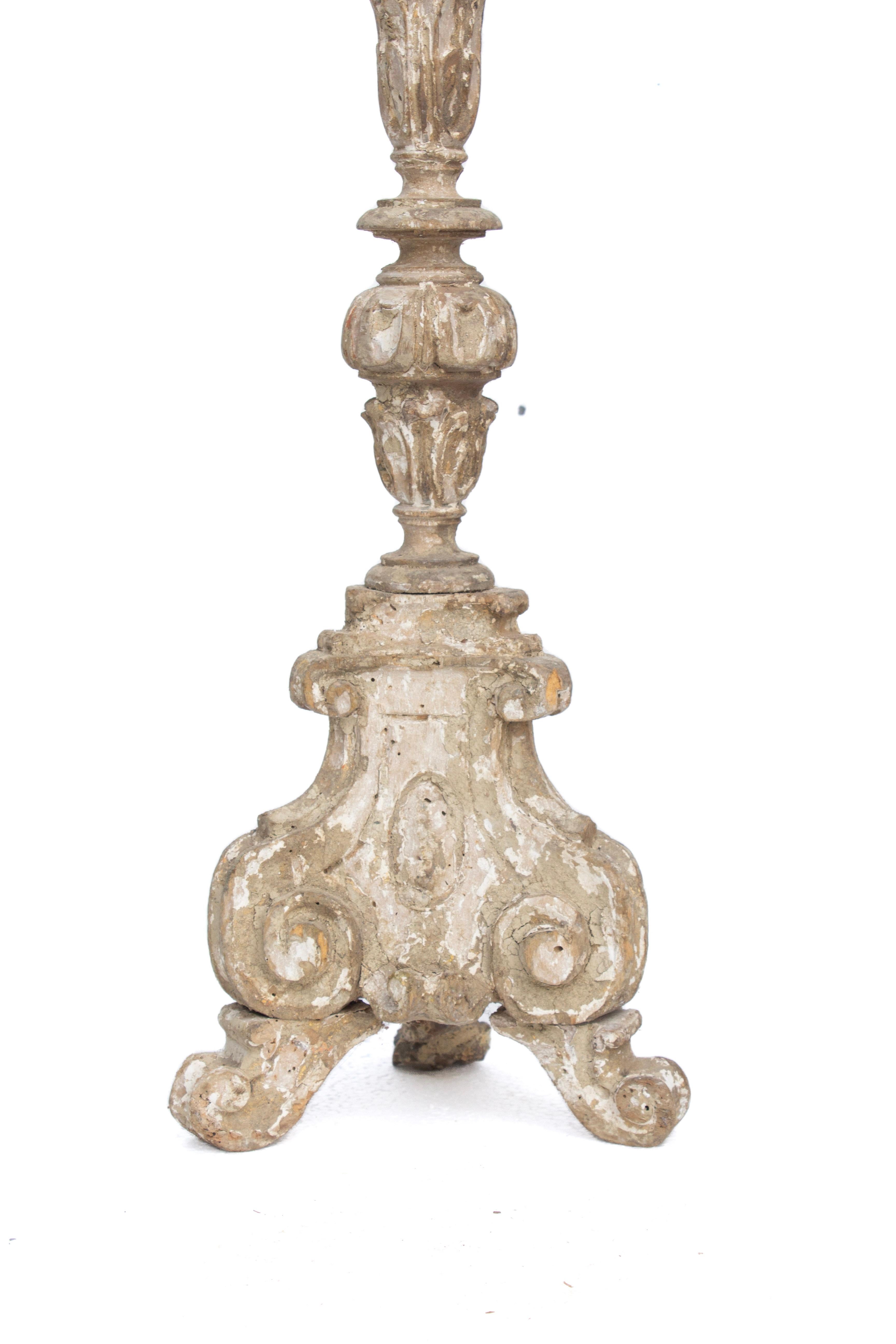 Rococo 17th Century 'Florence Fragment' Candlestick with Natural Ammonite Shell For Sale