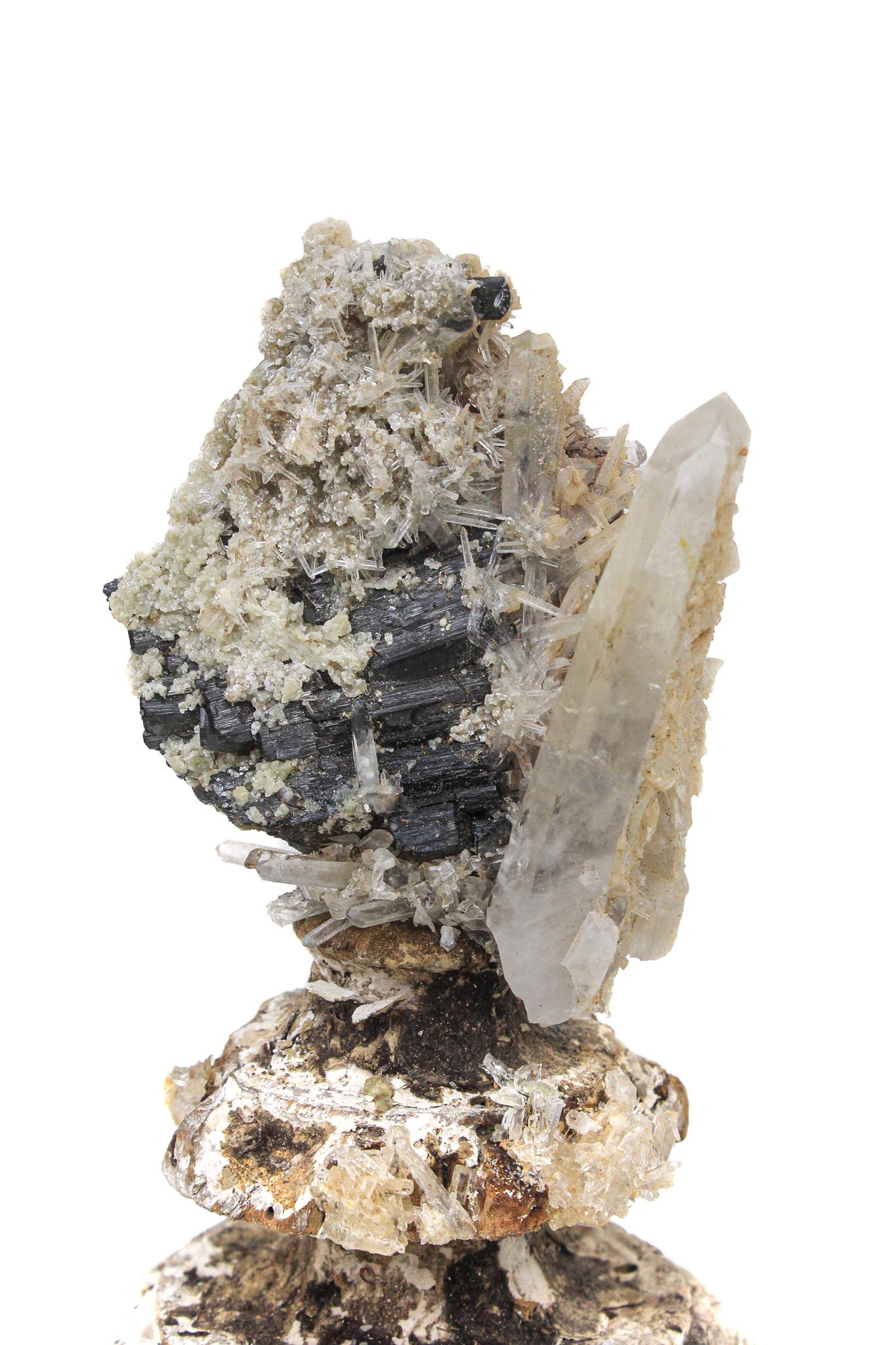 Fragmento de Florencia del siglo XVII con turmalina y cristales sobre madera petrificada en Desgastado estado para la venta en Dublin, Dalkey
