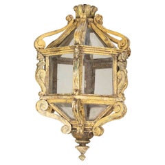 Antique 17th Century Florentine Hand Carved Wooden Lantern