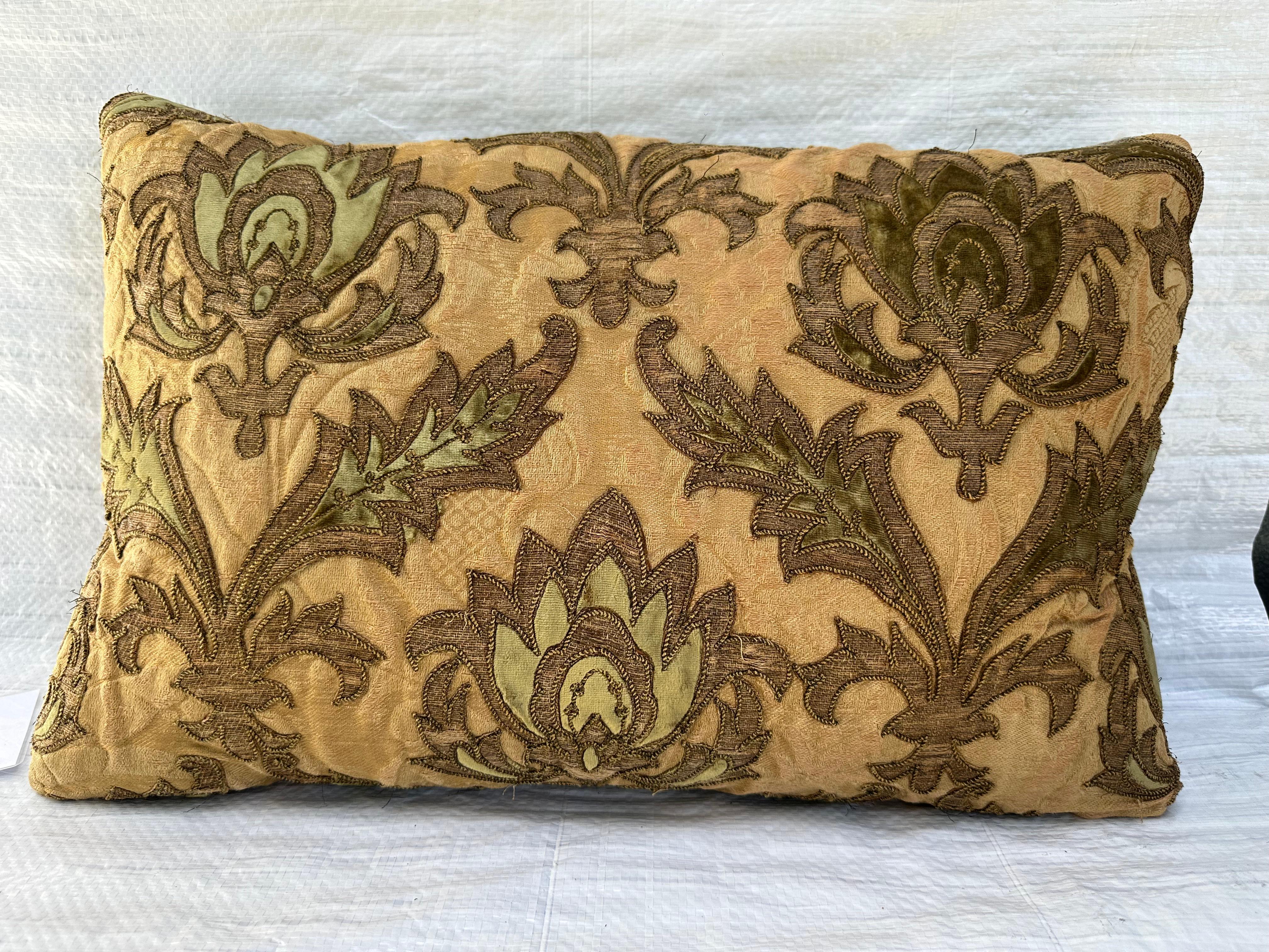 17th Century Florentine Silk & Metallique Pillow, Handmade piece from 17th Century