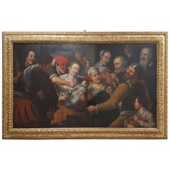 Antique 17th Century Floris Van Schooten Flemisch Oil on Canvas Painting