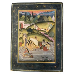 17th Century Folio of Indian Persian Mughal School Miniature Painting.