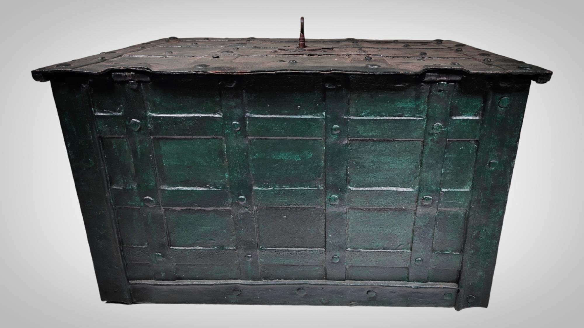 18th Century and Earlier 17th Century forged Iron Safe strong box For Sale