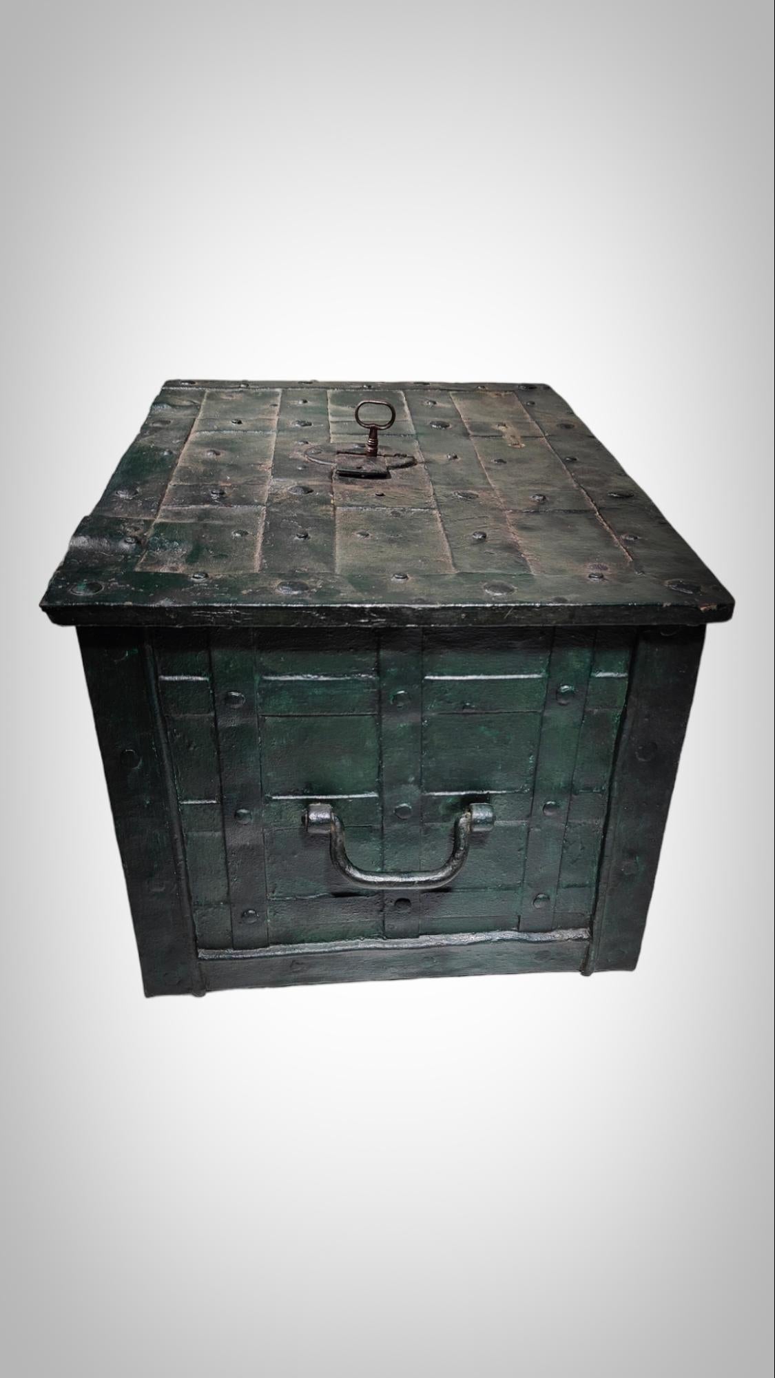 Wrought Iron 17th Century forged Iron Safe strong box For Sale