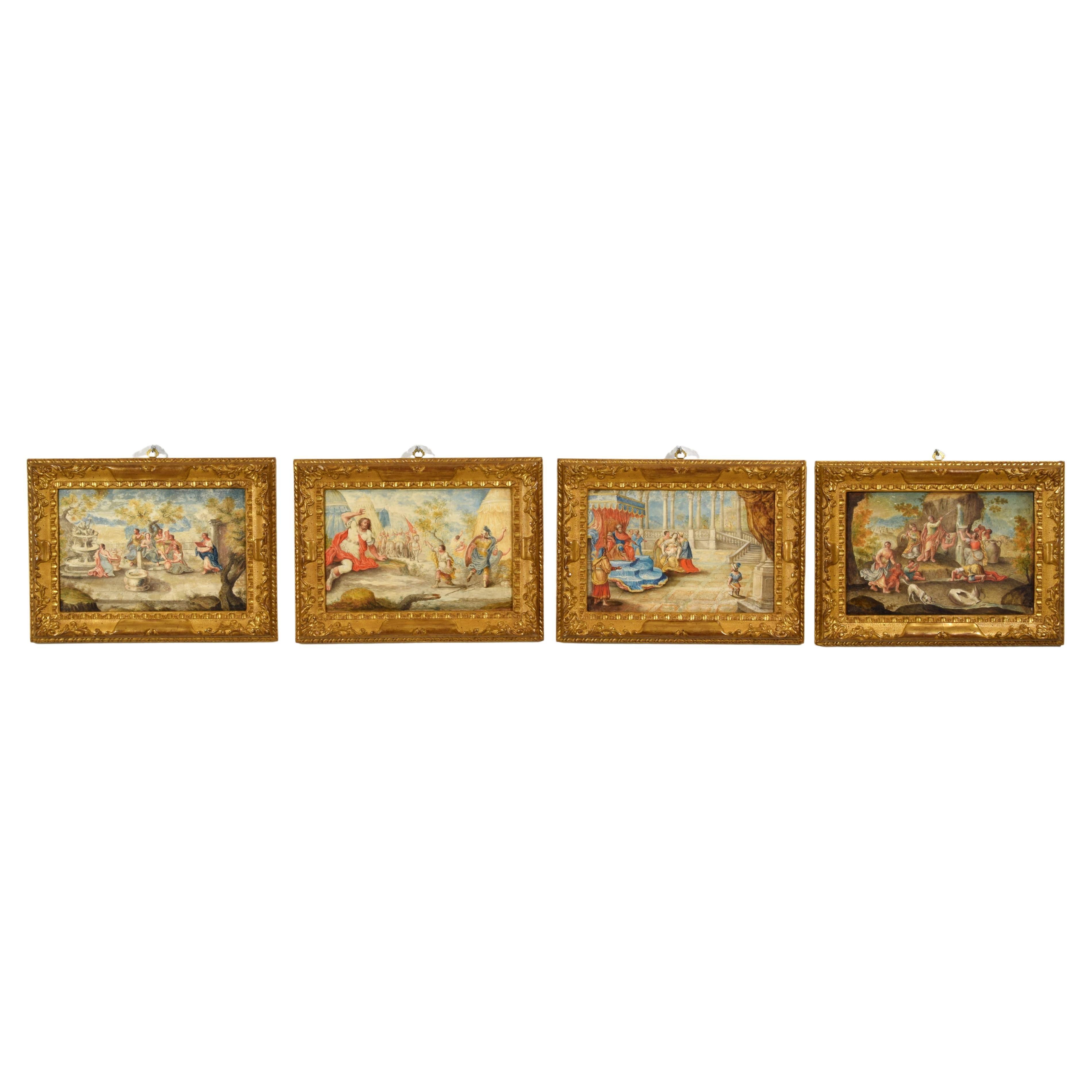 17th century, Four French paintings depicting biblical subjects