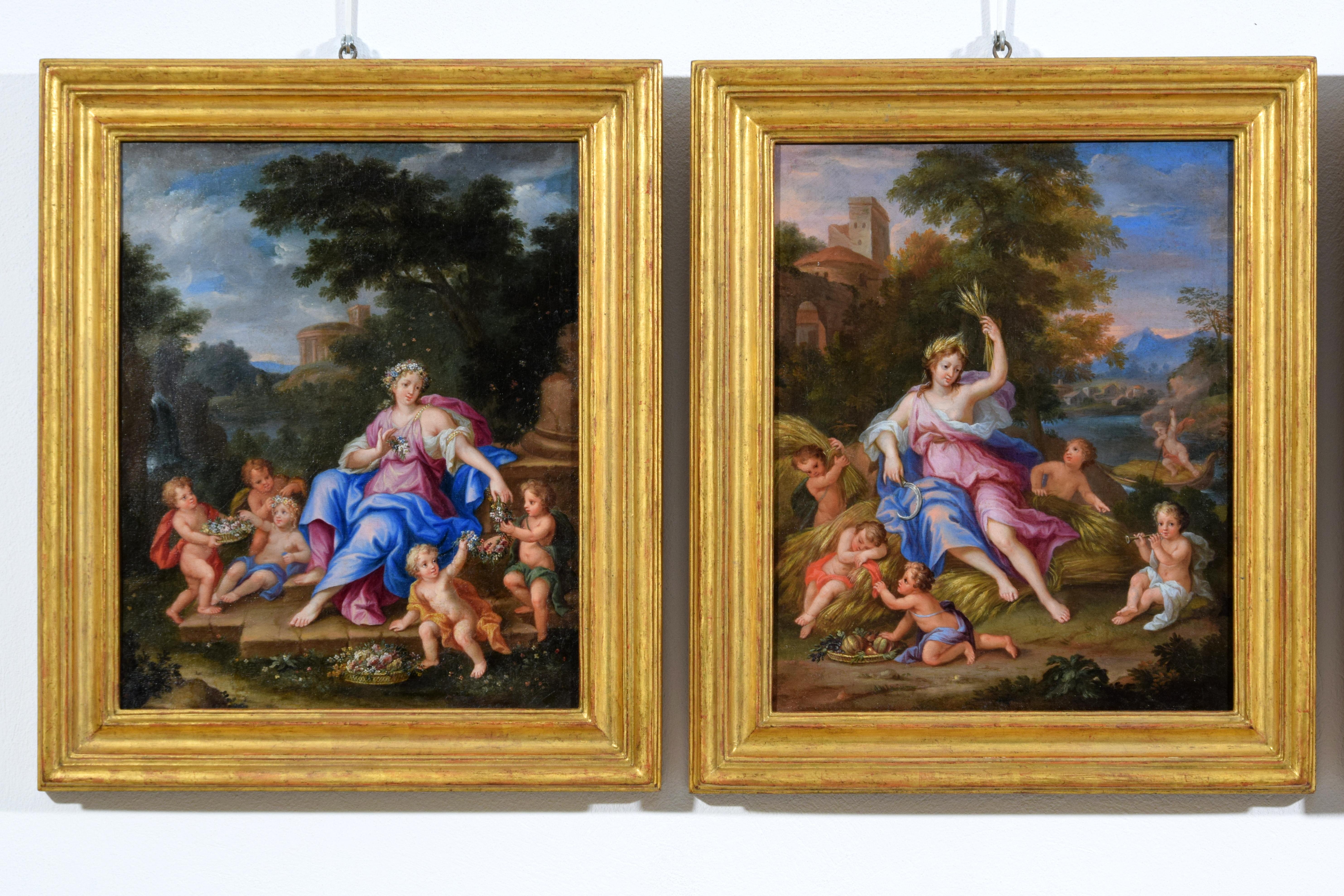 17th century, Four French Paintings Depicting The Seasons, Circle of Noel Coypel For Sale 5
