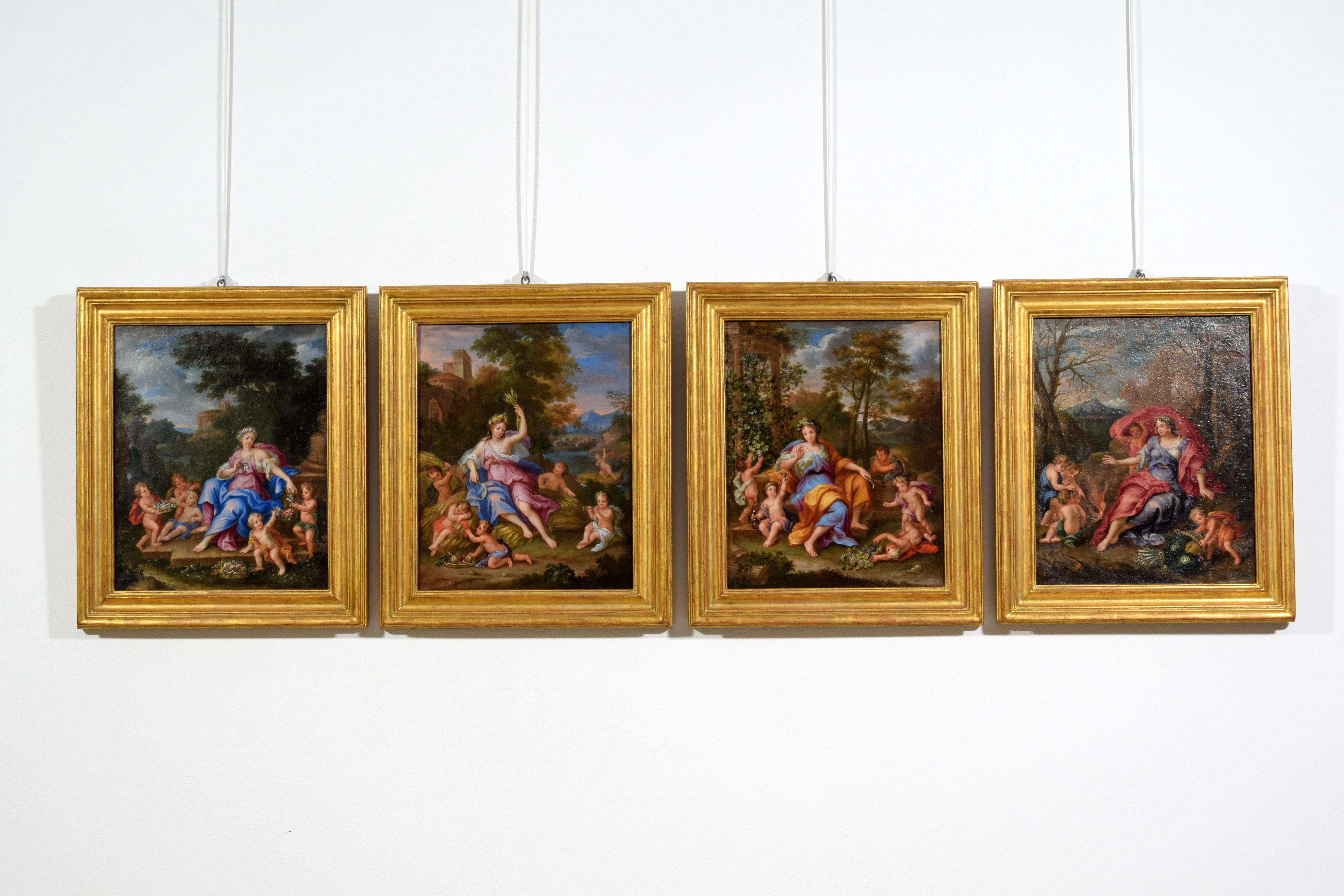 Baroque 17th century, Four French Paintings Depicting The Seasons, Circle of Noel Coypel For Sale