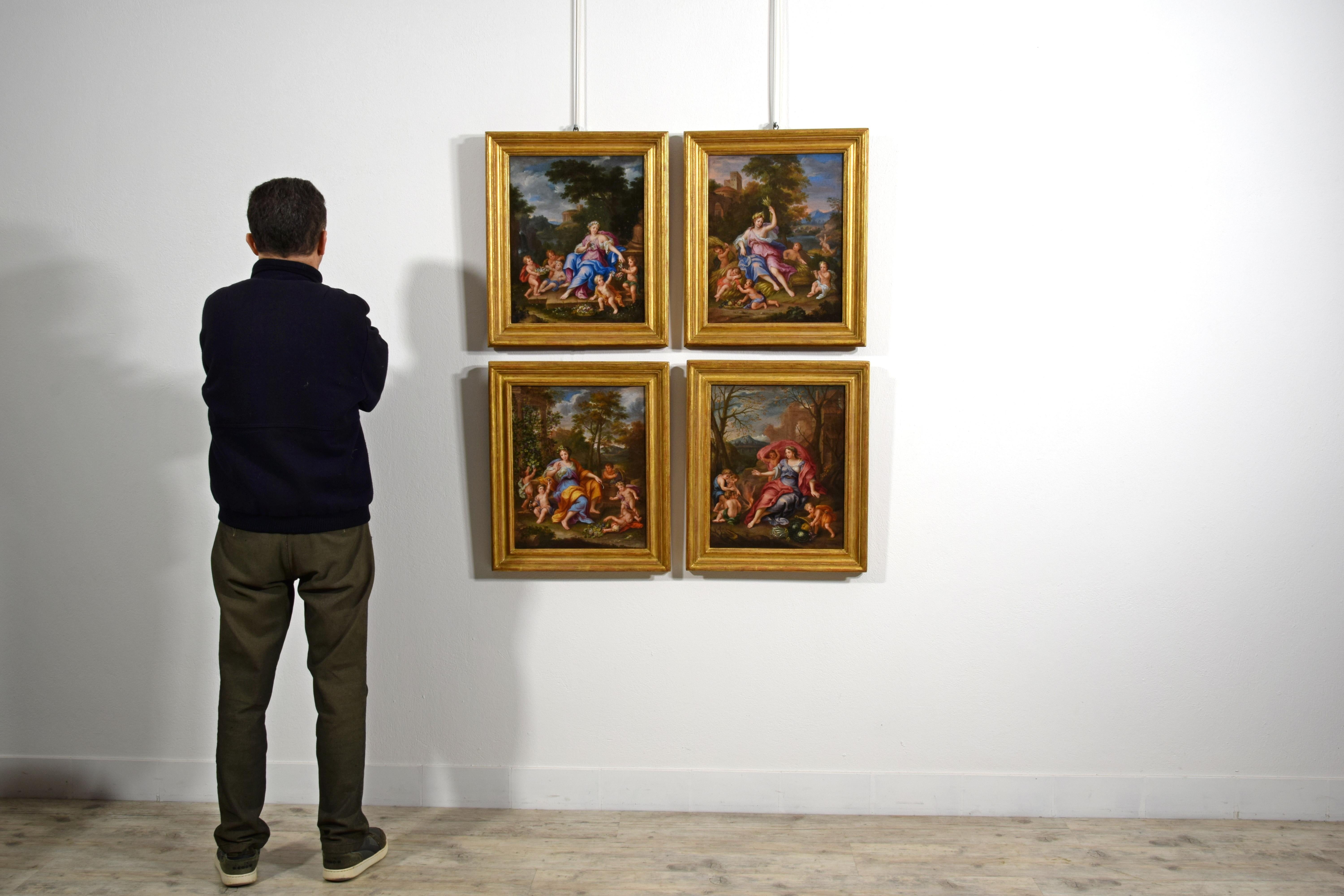 17th Century 17th century, Four French Paintings Depicting The Seasons, Circle of Noel Coypel For Sale