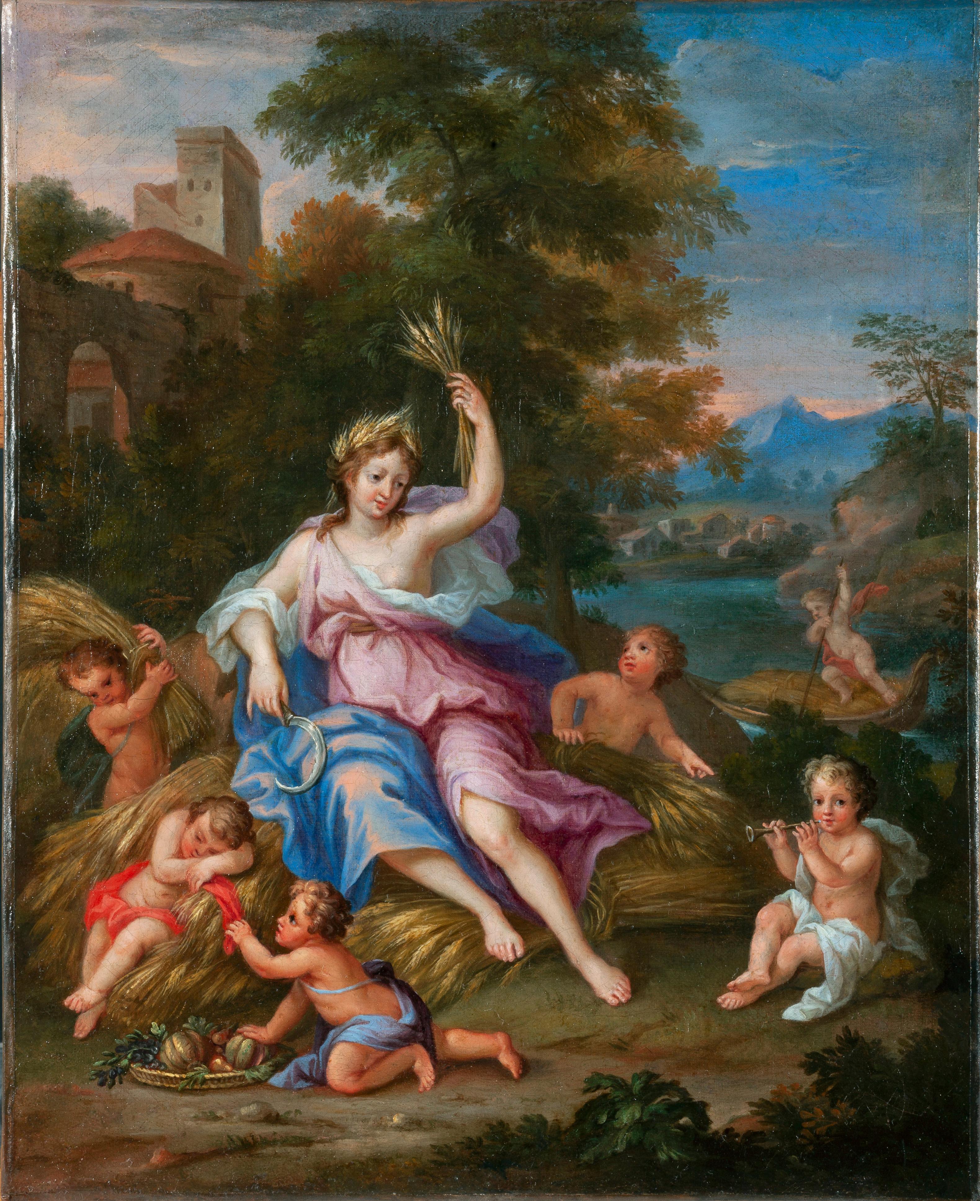 17th century, Four French Paintings Depicting The Seasons, Circle of Noel Coypel For Sale 1