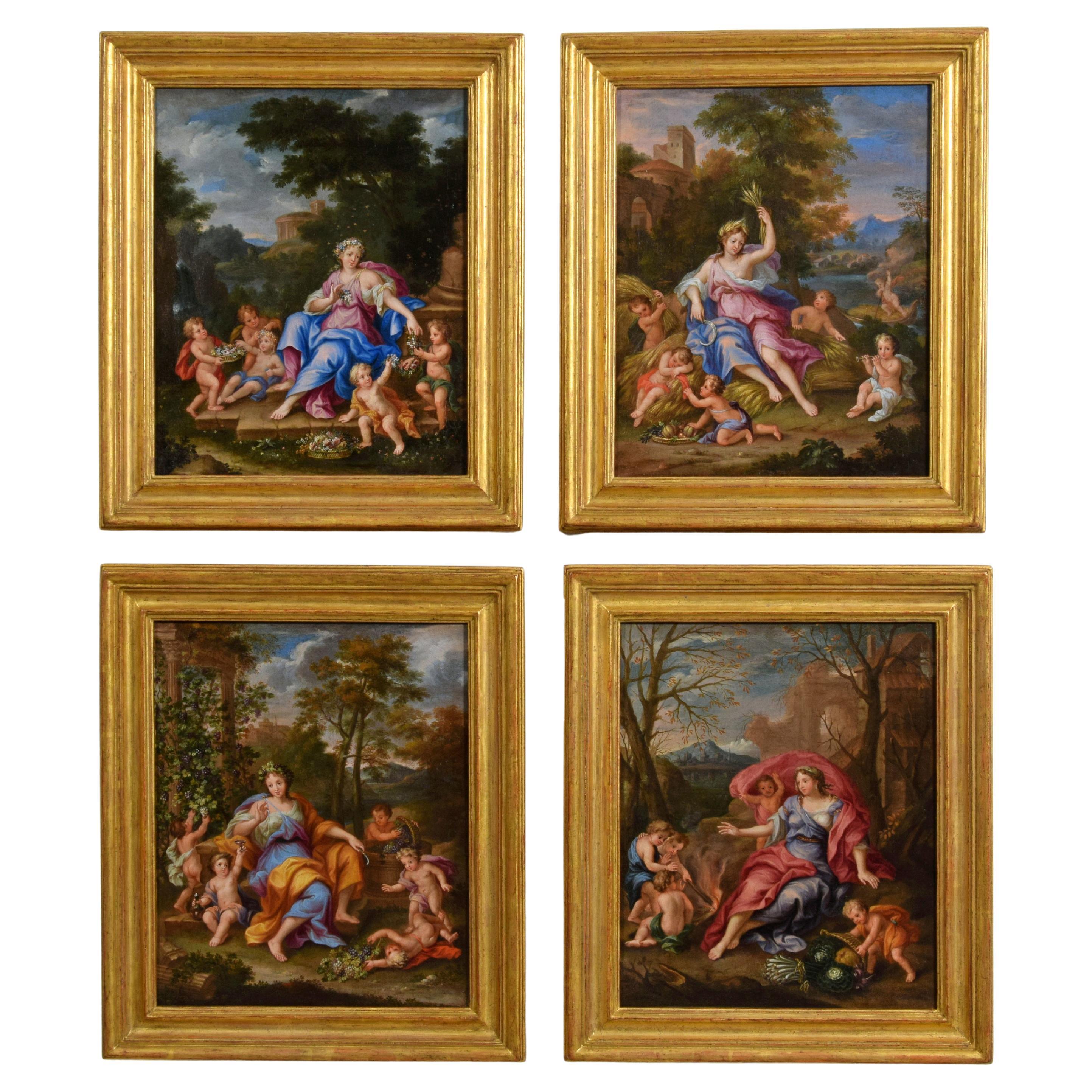 17th century, Four French Paintings Depicting The Seasons, Circle of Noel Coypel For Sale