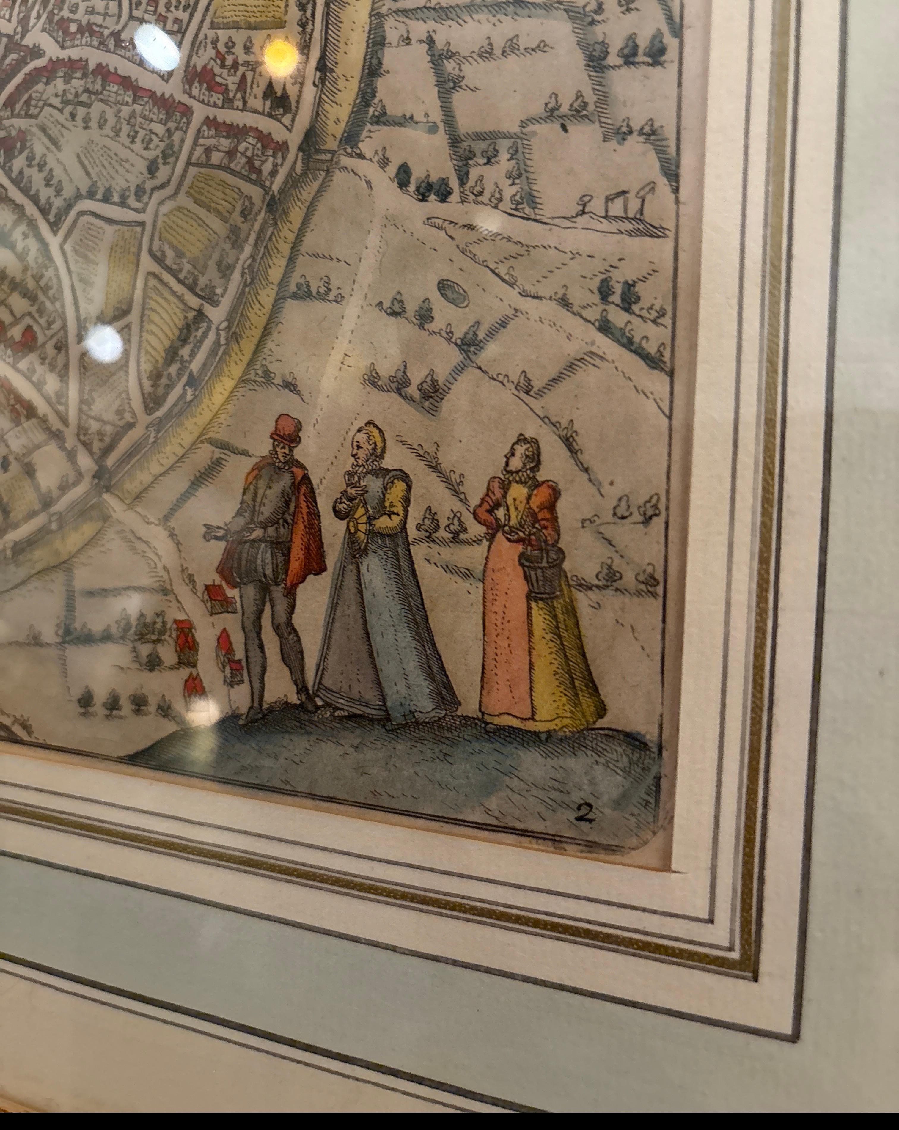 Milieu du XVIIe siècle Carte encadrée du 17e siècle de Bruges en Belgique, 1652 en vente