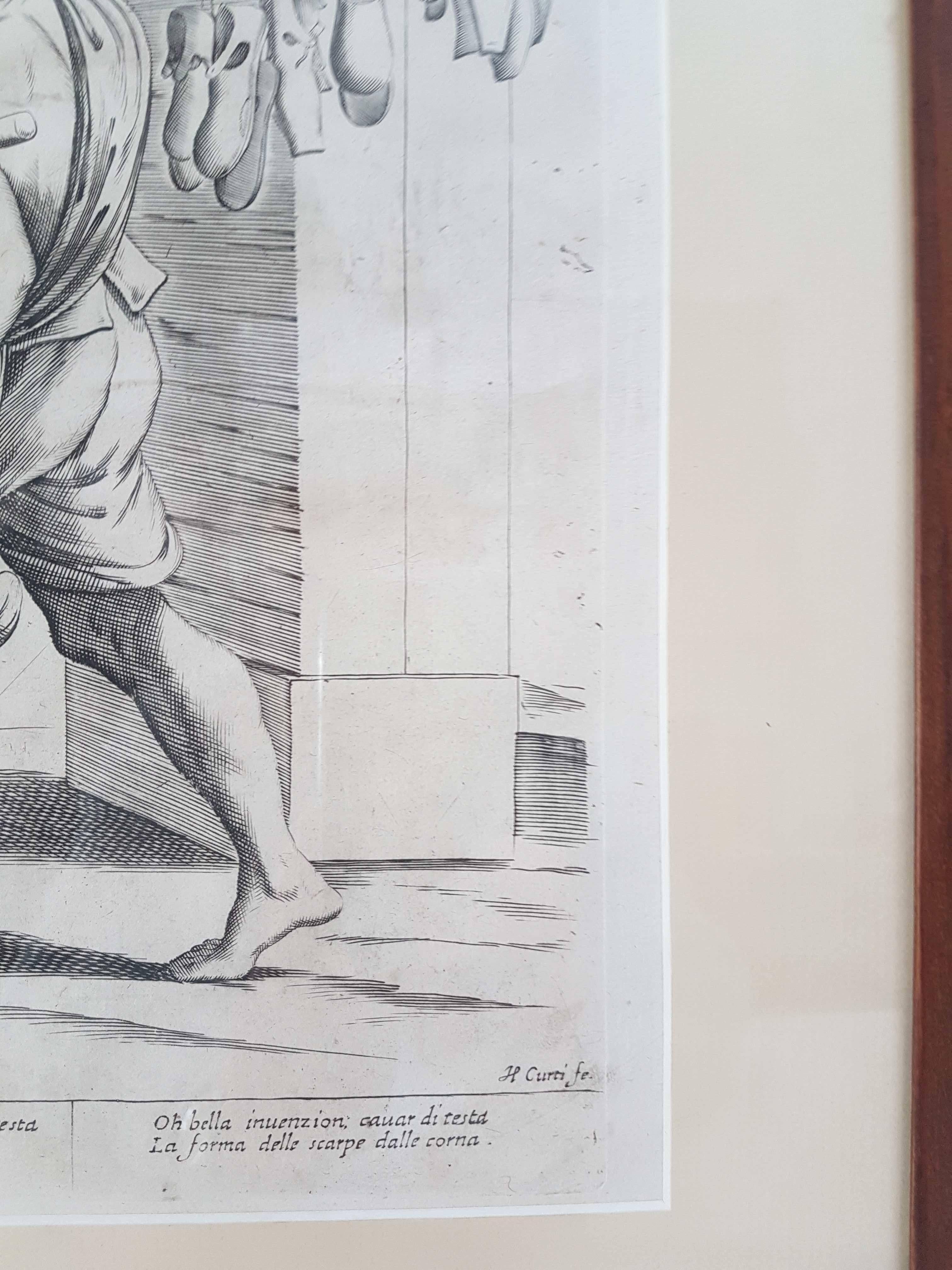 Francesco Curti „Vendor of Shoes“ Radierung aus dem 17. Jahrhundert (Graviert) im Angebot