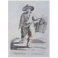 17ème siècle Francesco Curti circa 1603-1670 "Vendeur de beignets" Eau-forte