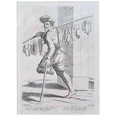 Acquaforte di Francesco Curti "Venditore di scarpe" del XVII secolo