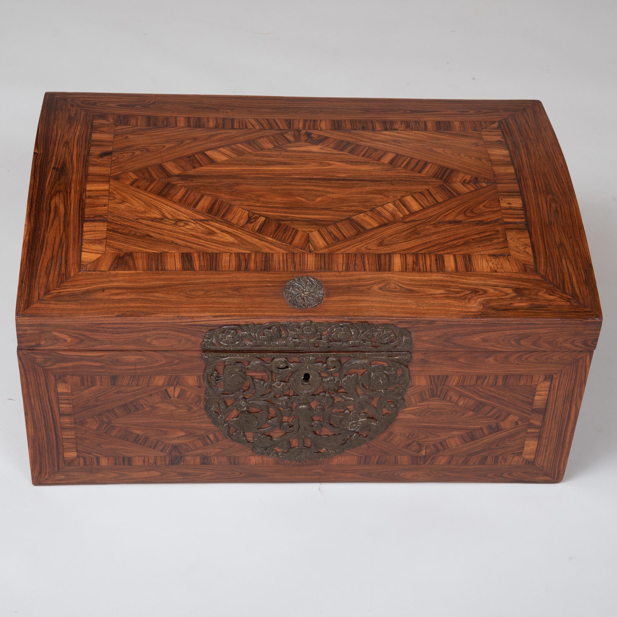 Baroque 17th Century Franco Flemish Kingwood Marquetry Box For Sale
