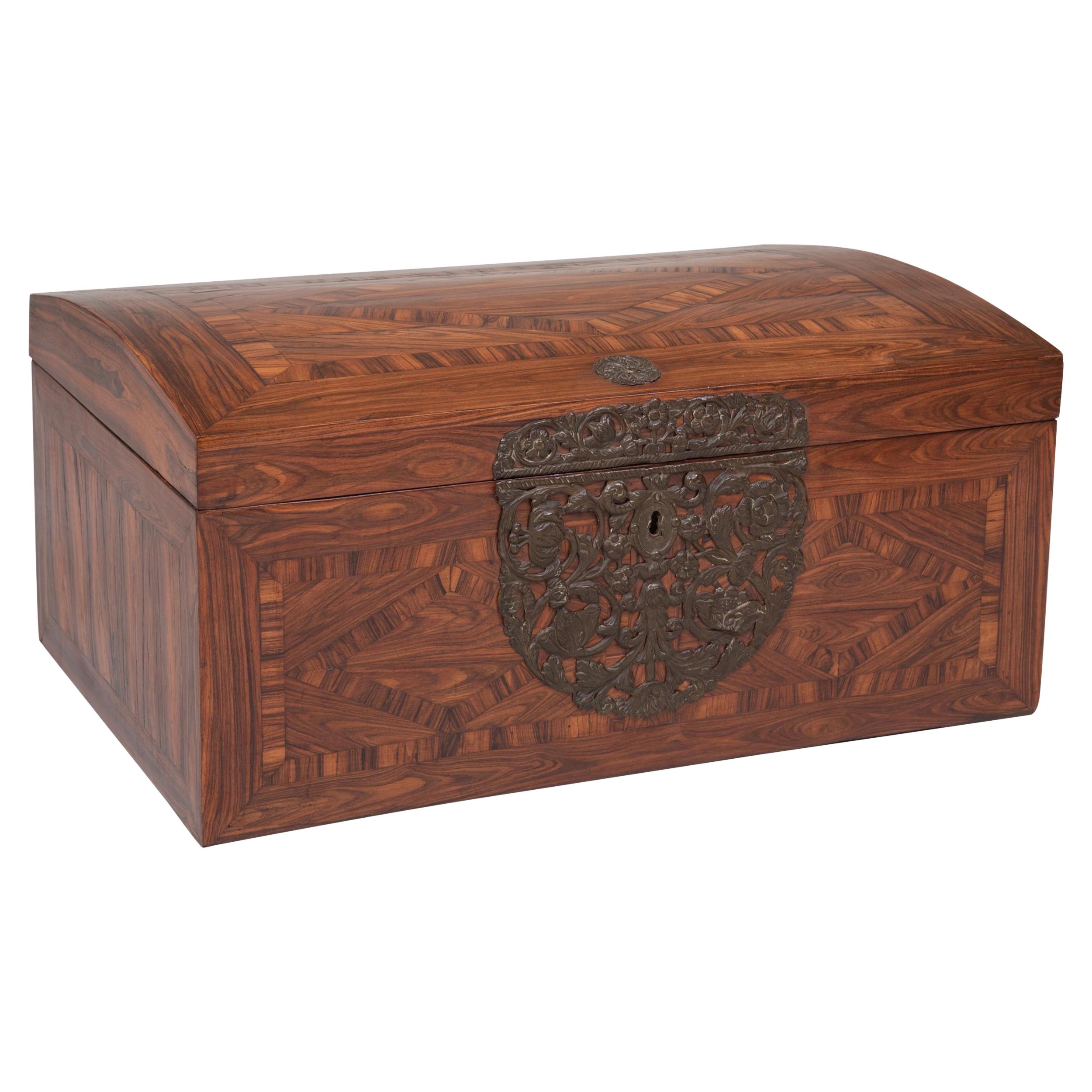 17th Century Franco Flemish Kingwood Marquetry Box For Sale