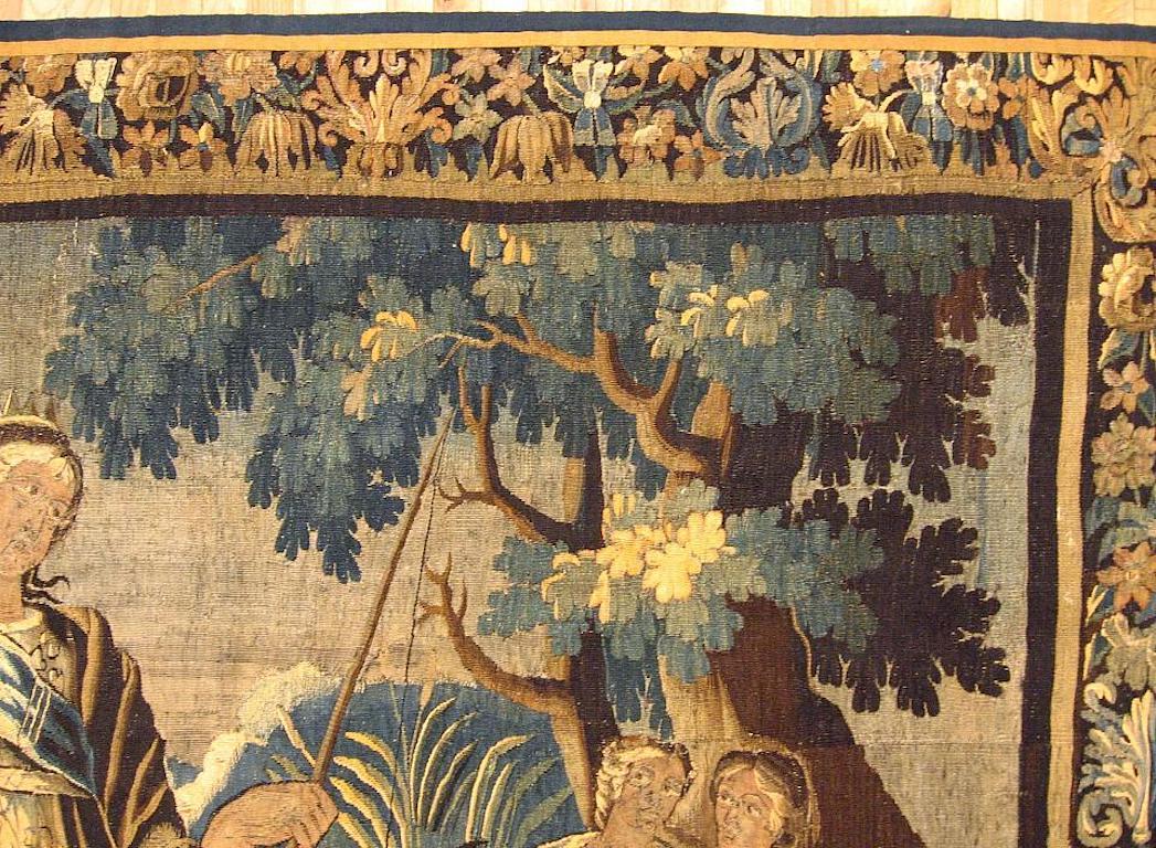Hand-Woven 17th Century Franco-Flemish Mythological Tapestry, with Diana and Fishermen For Sale