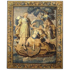 17th Century Franco-Flemish Mythological Tapestry, with Diana and Fishermen